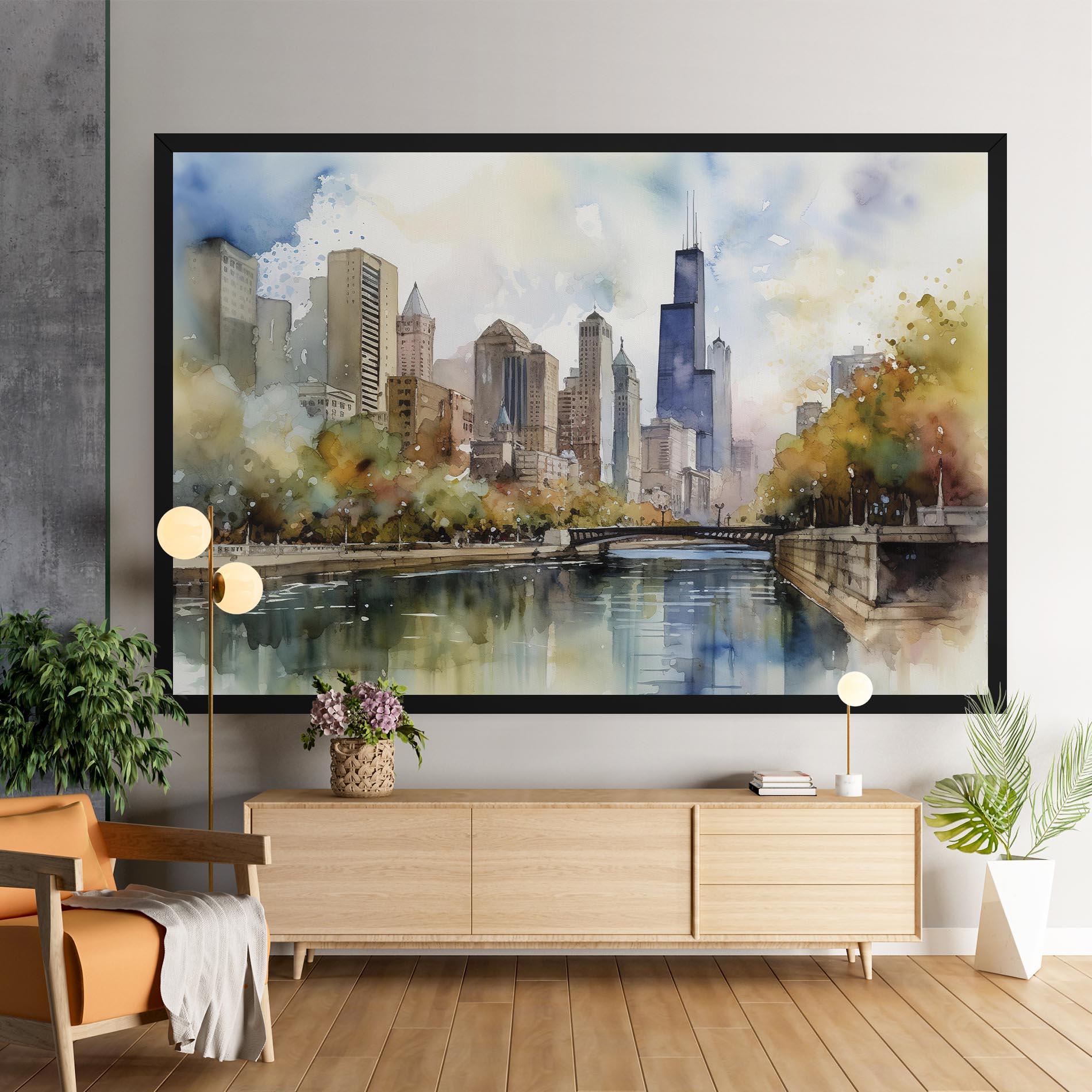 Картина на платно City Skyline Painting mockup 9