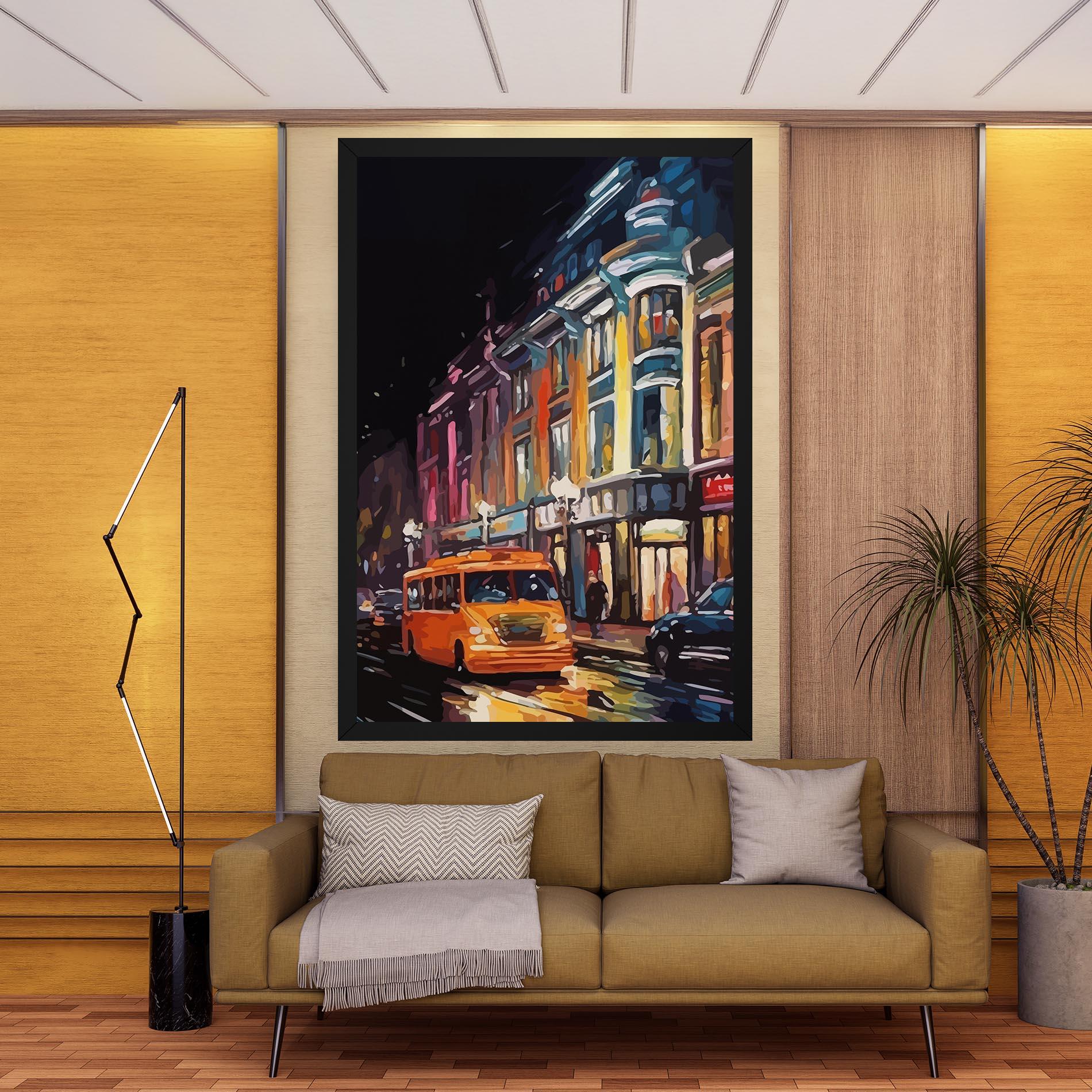 Картина на платно Yellow Car City Art mockup 9