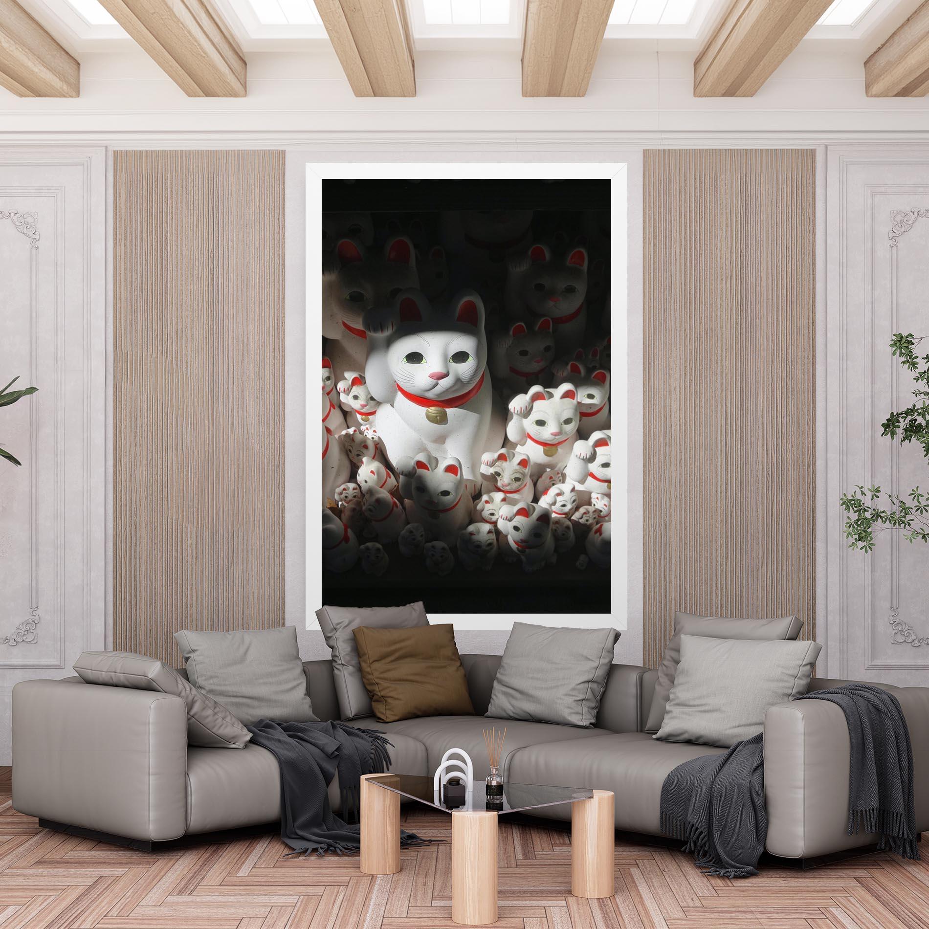 Картина на платно White Lucky Cats mockup 6