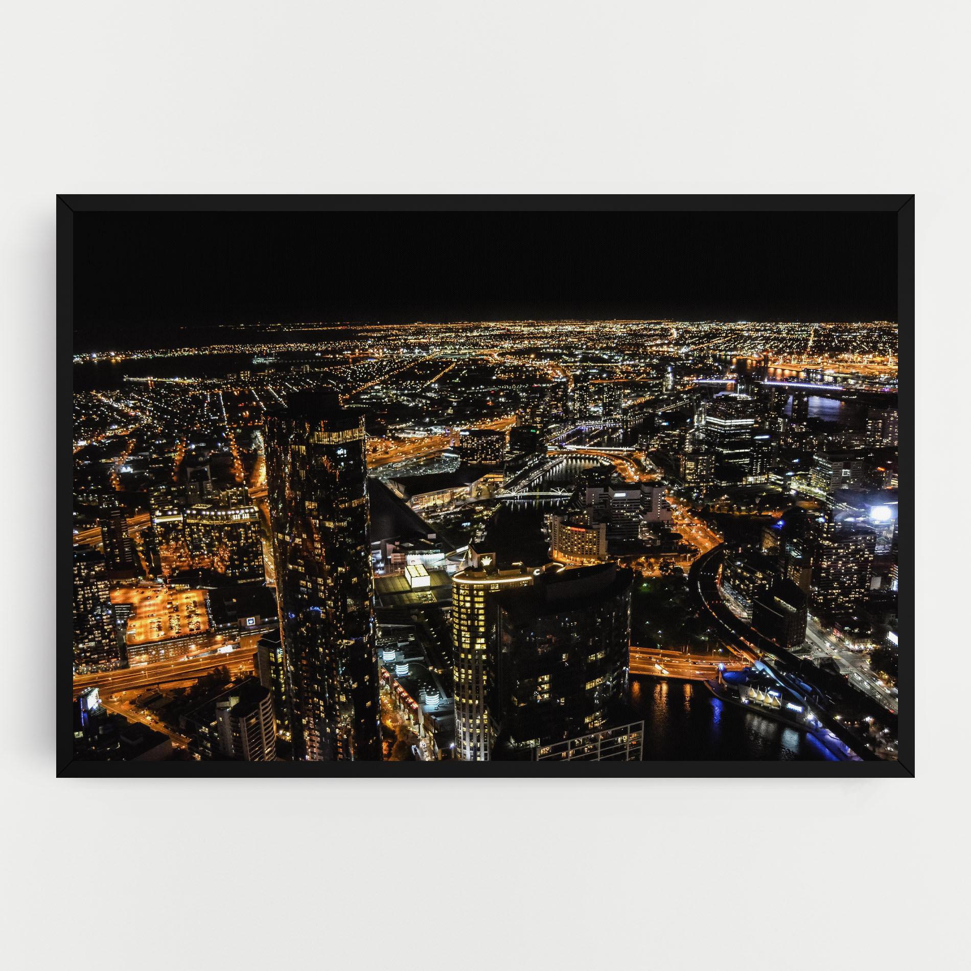 Картина на платно Black City Light mockup 0