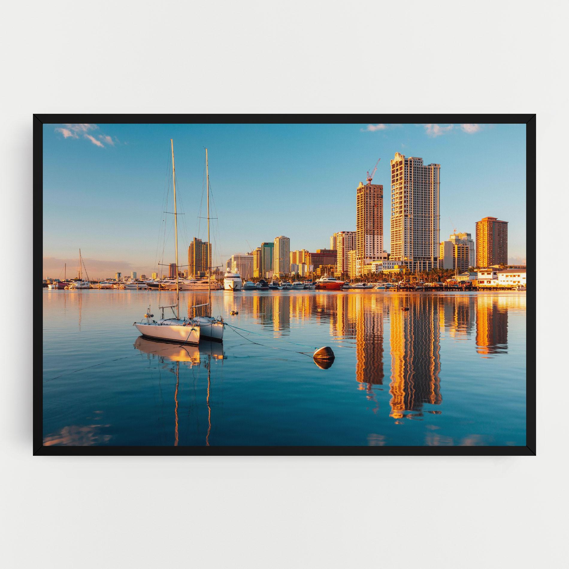 Картина на платно Skyscrapers Water mockup 0