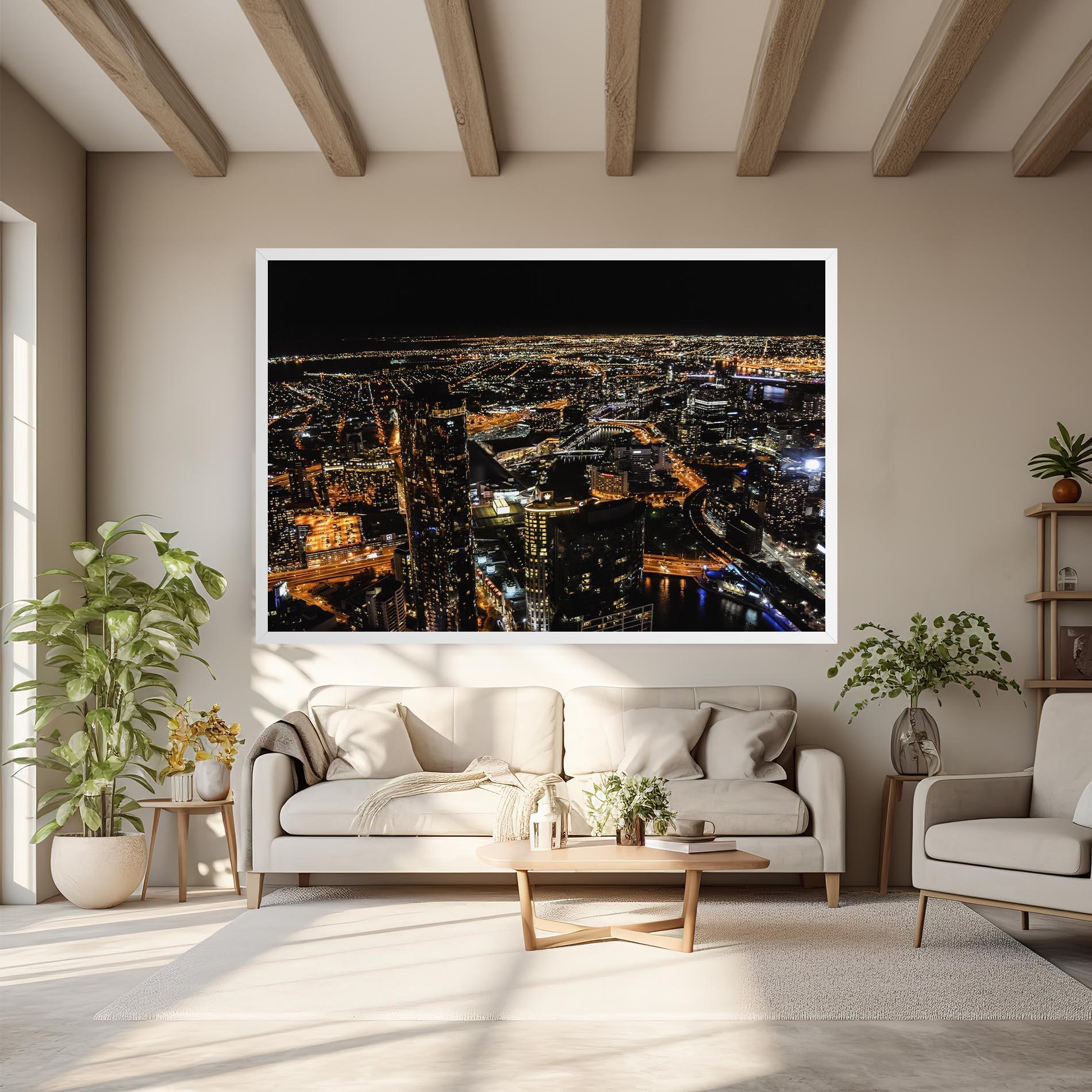 Картина на платно Black City Light mockup 6