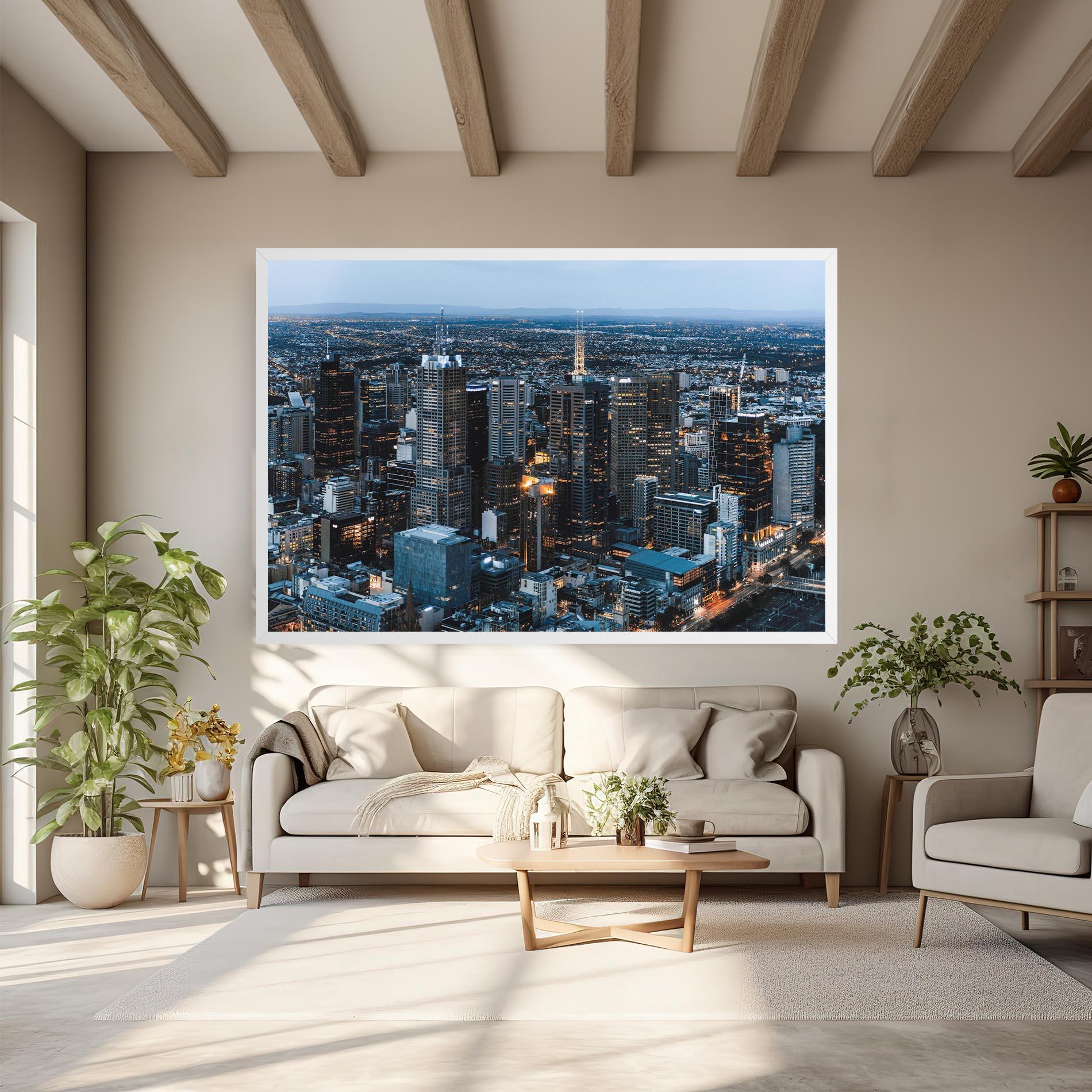 Картина на платно Yellow Lights Skyline mockup 6