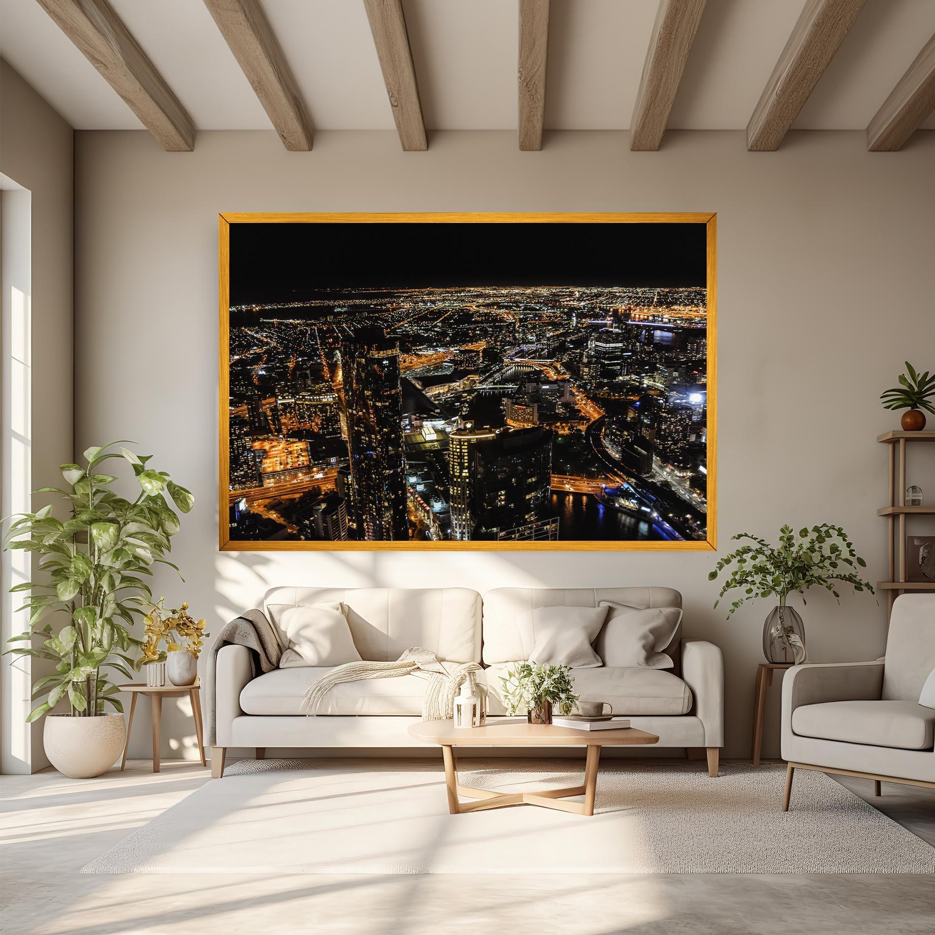 Картина на платно Black City Light mockup 6