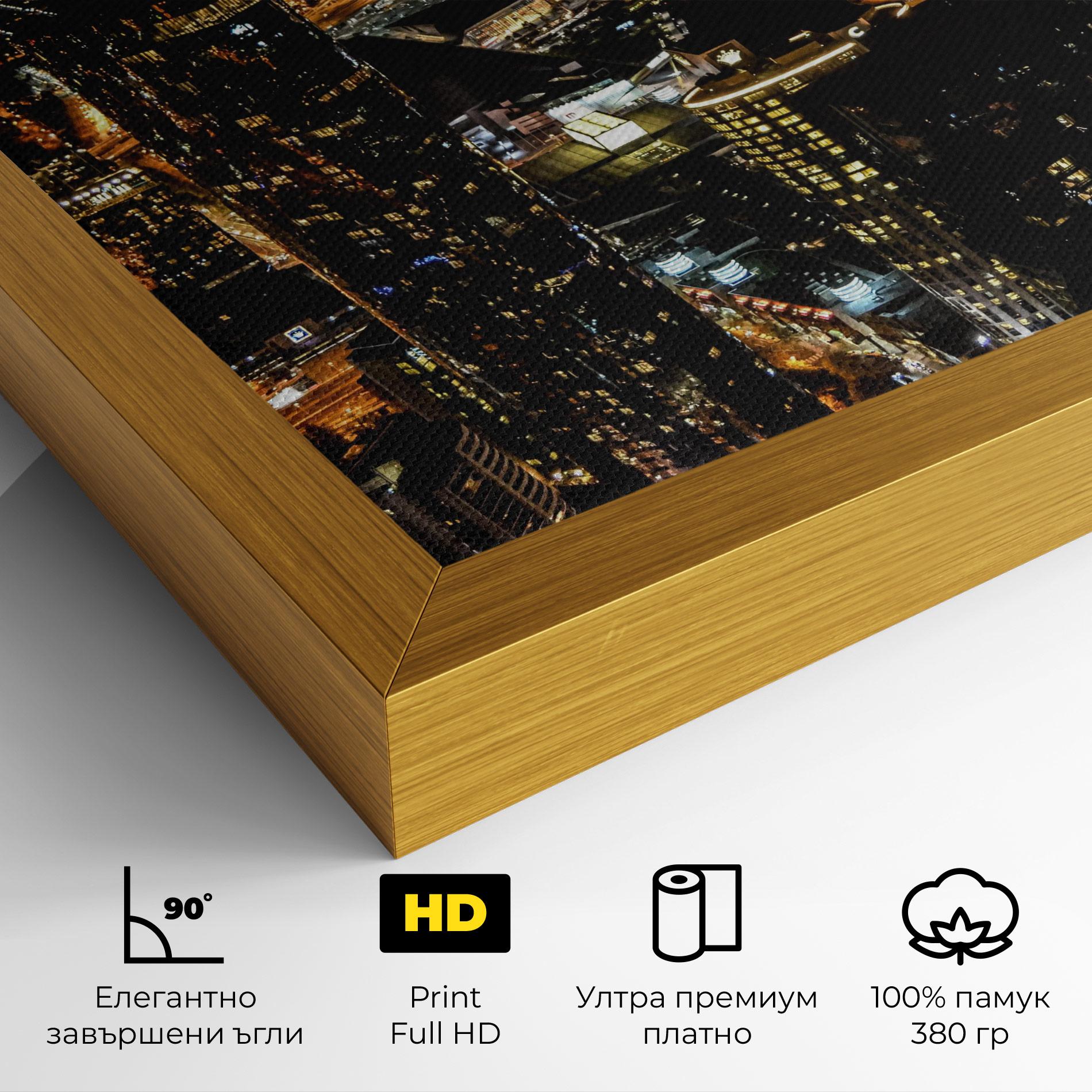 Картина на платно Black City Light mockup 4