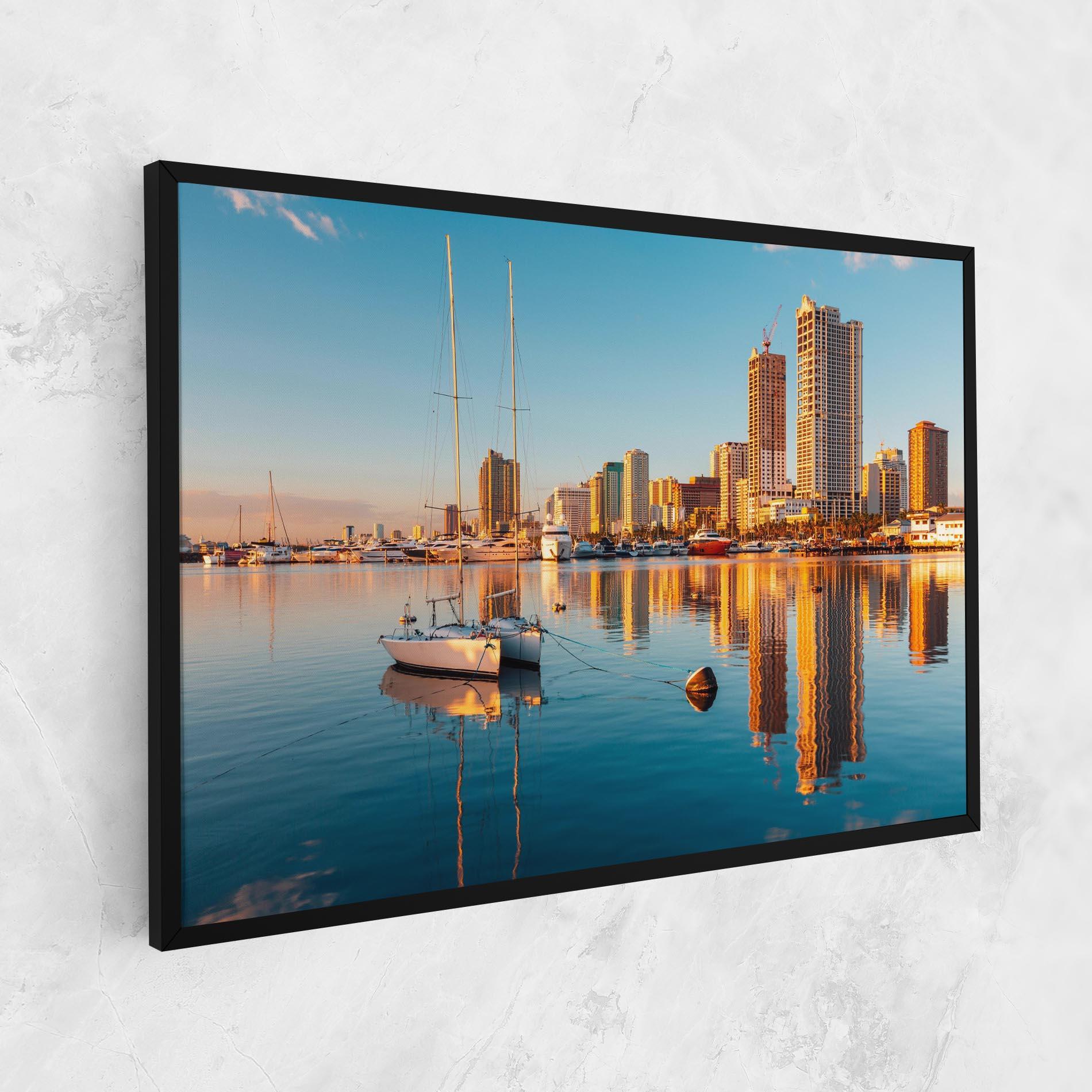 Картина на платно Skyscrapers Water mockup 1