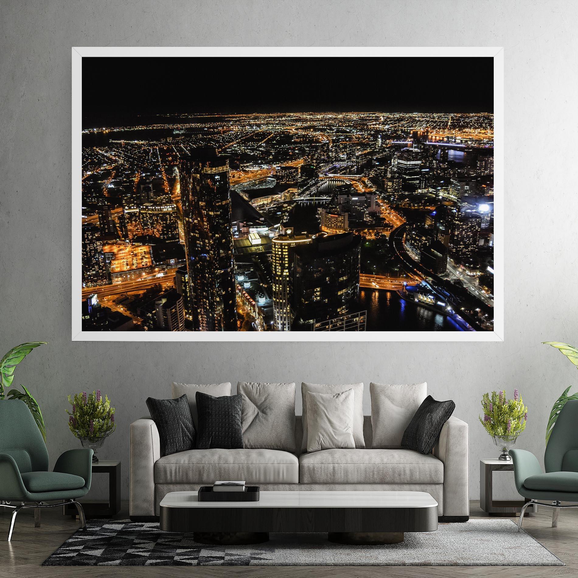 Картина на платно Black City Light mockup 7