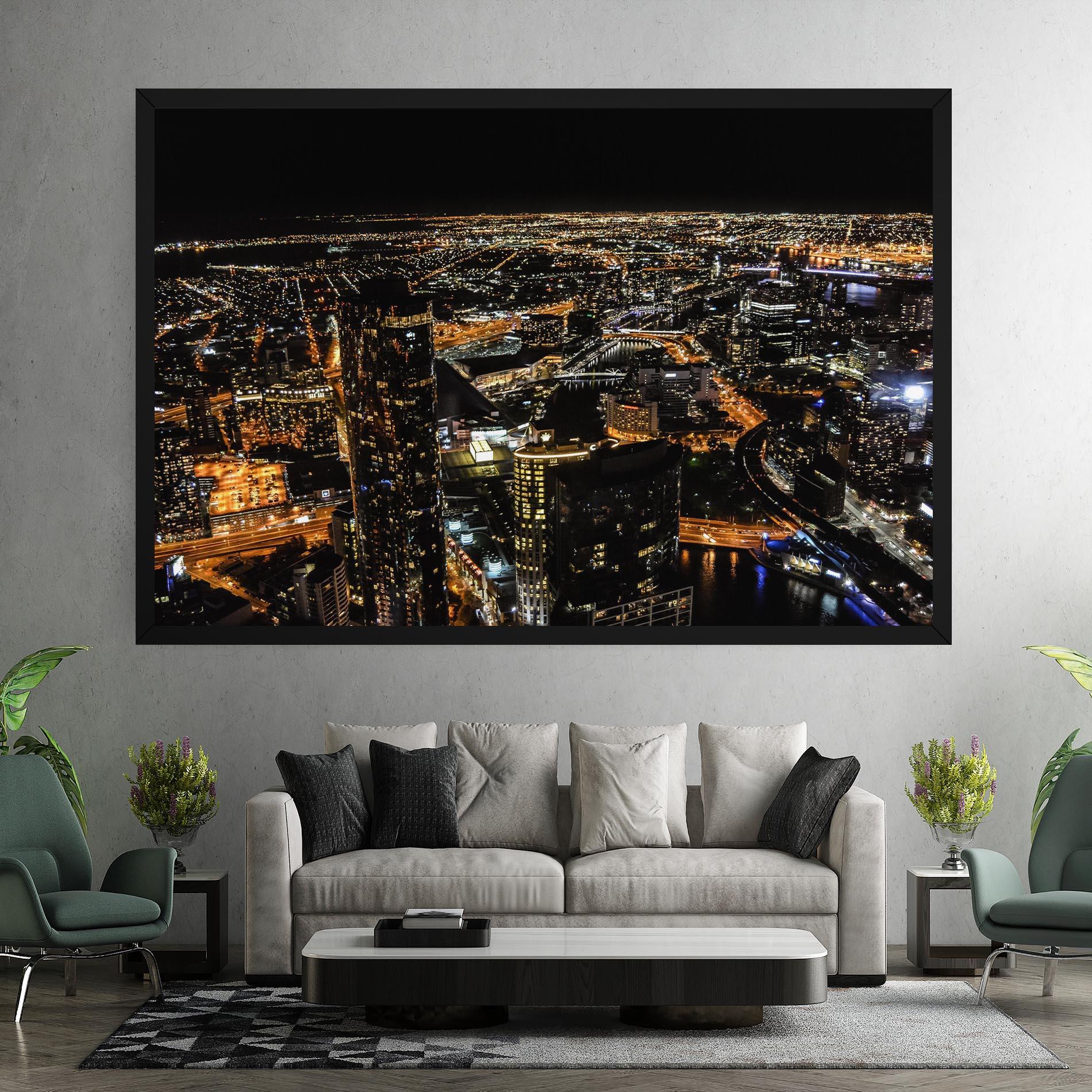 Картина на платно Black City Light mockup 7