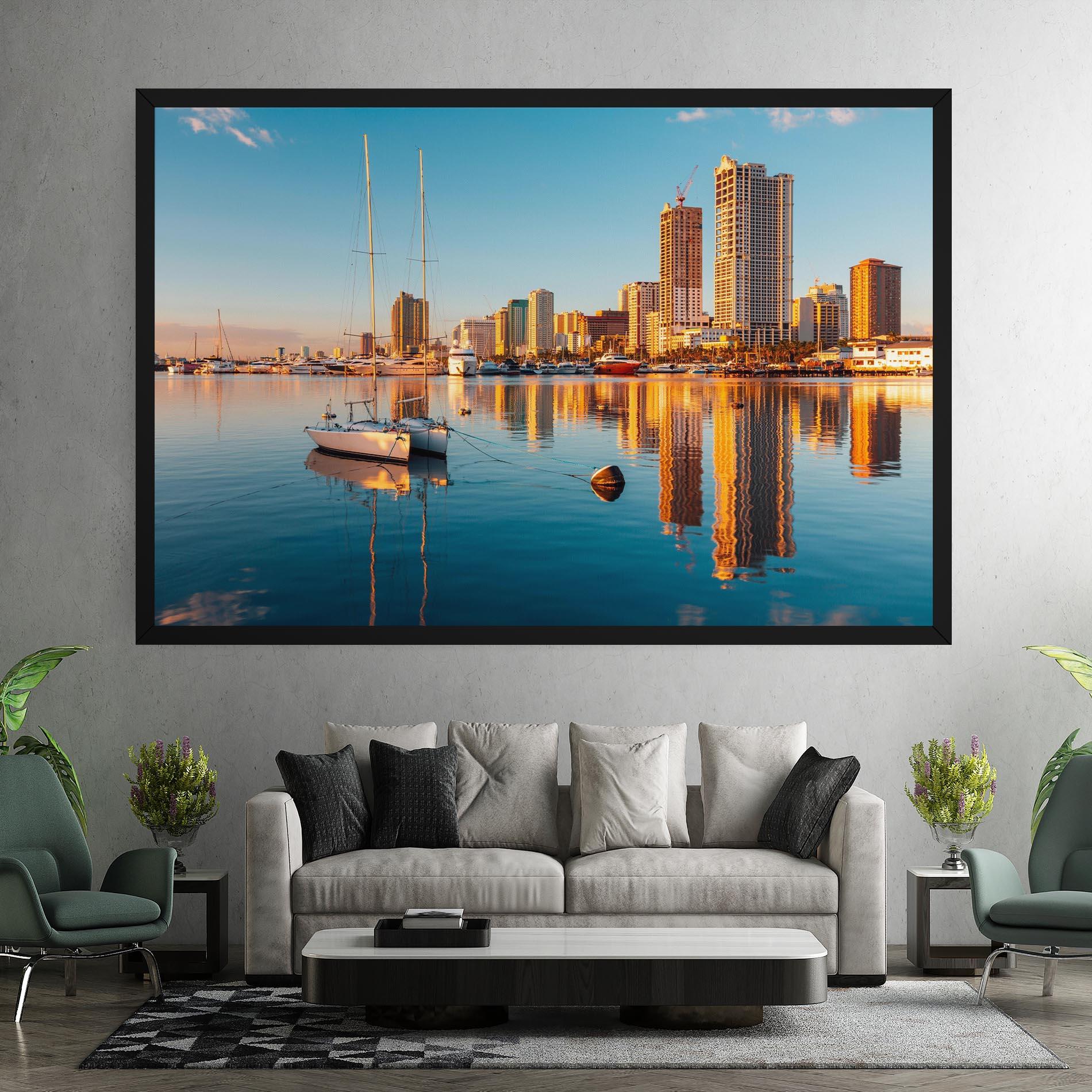 Картина на платно Skyscrapers Water mockup 7