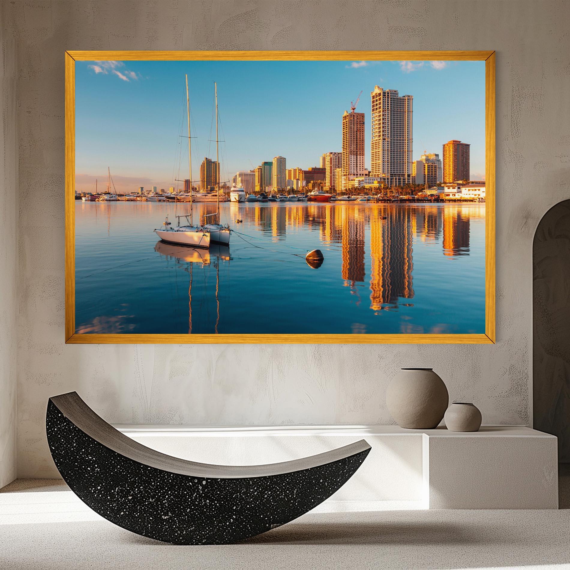 Картина на платно Skyscrapers Water mockup 8