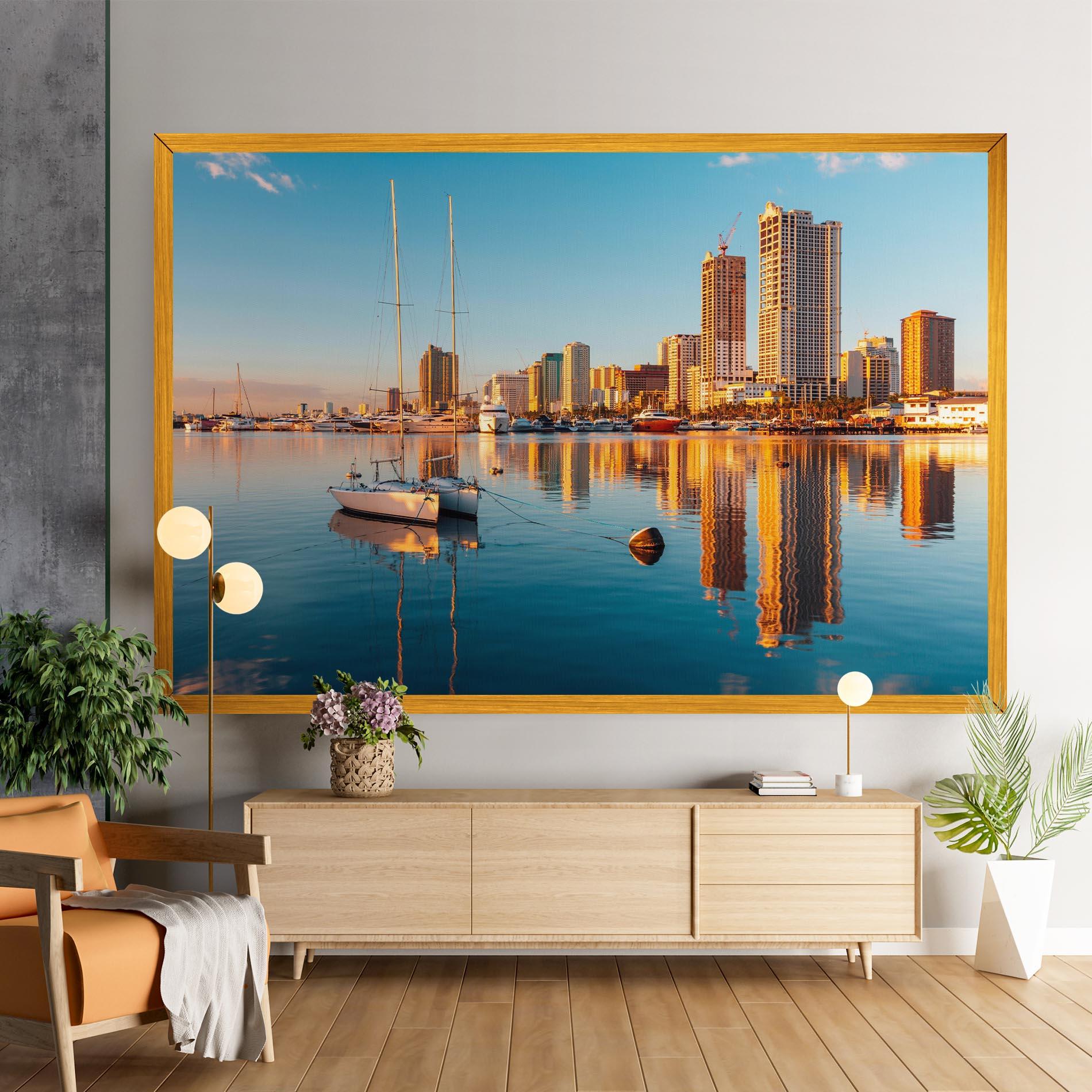 Картина на платно Skyscrapers Water mockup 9