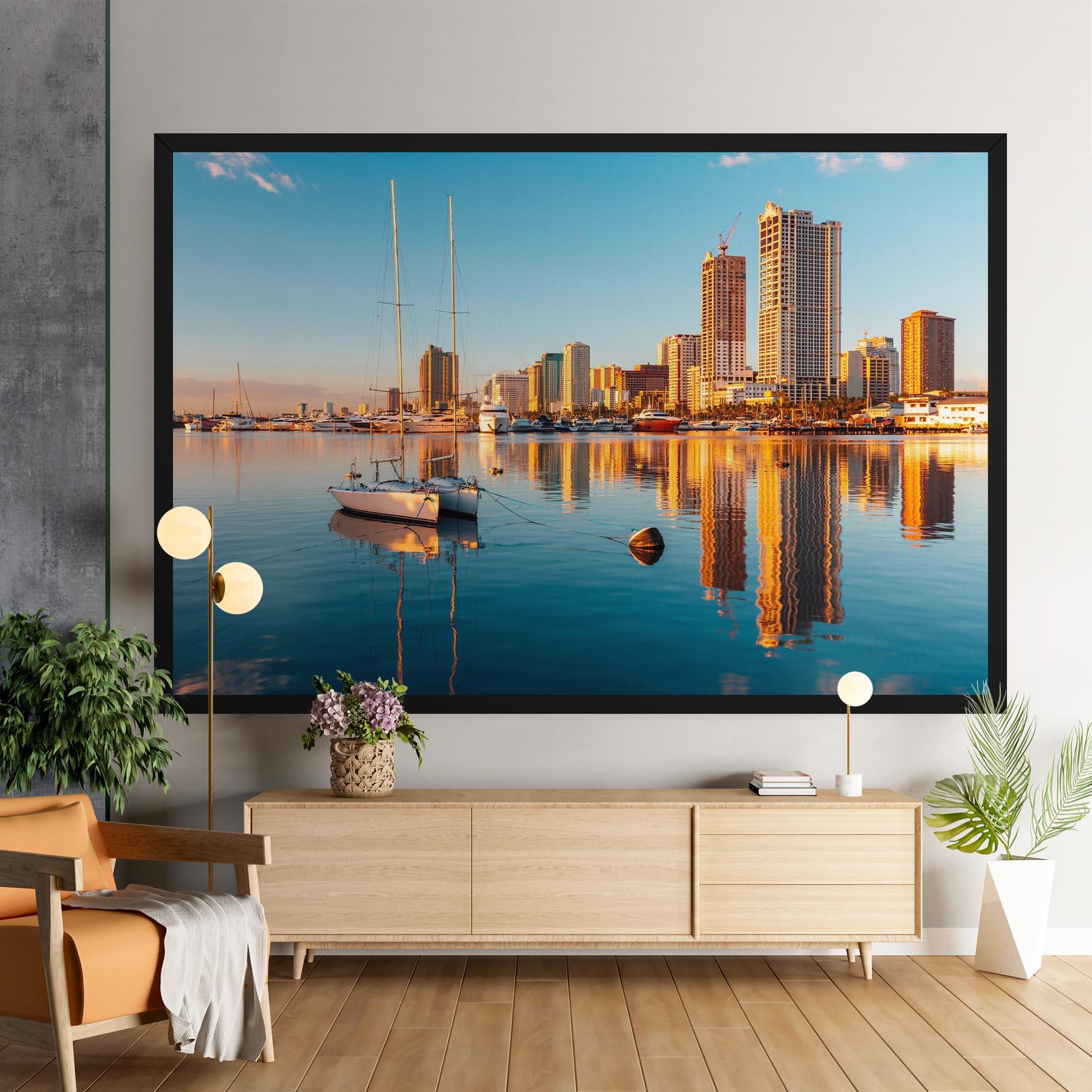 Картина на платно Skyscrapers Water mockup 9