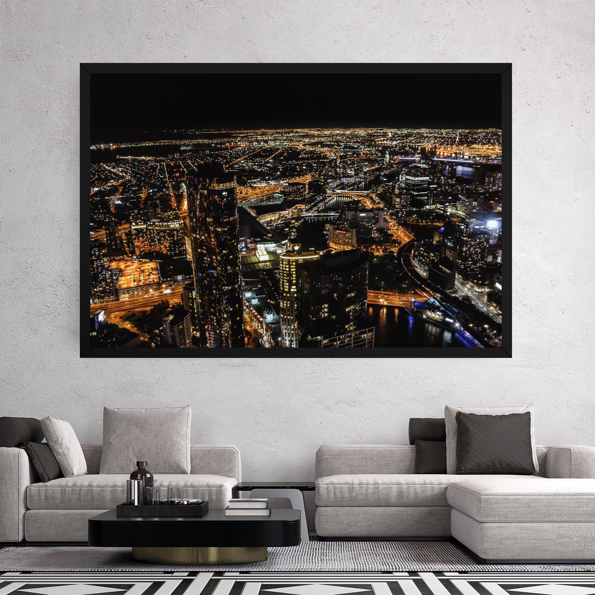 Картина на платно Black City Light mockup 2