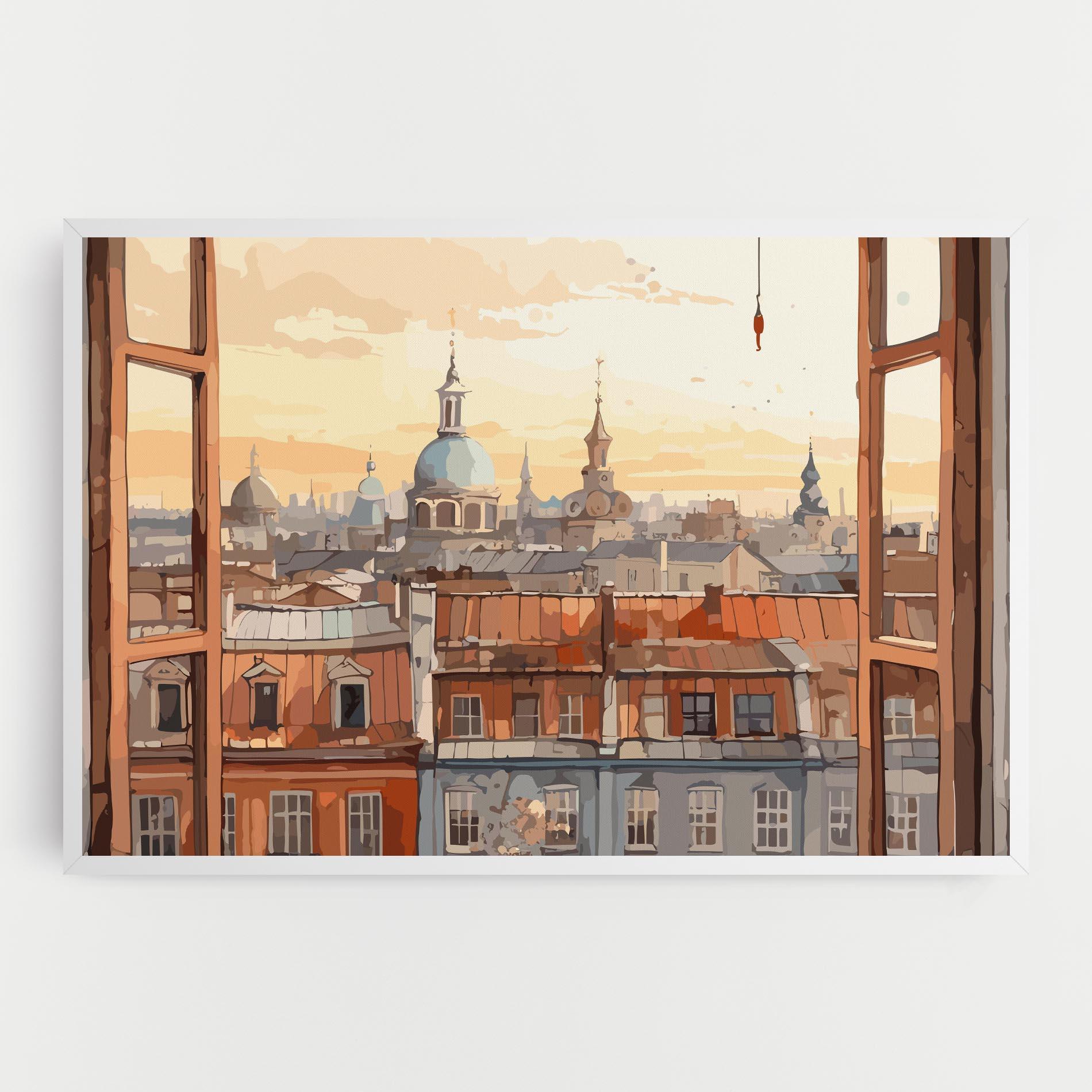 Картина на платно Window City View mockup 0