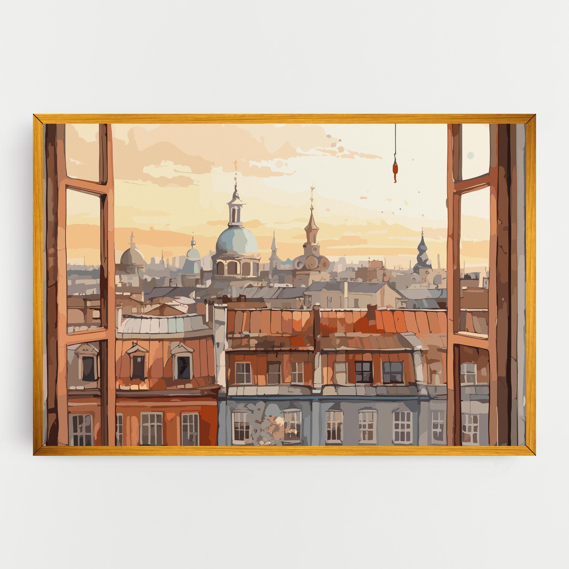 Картина на платно Window City View mockup 0
