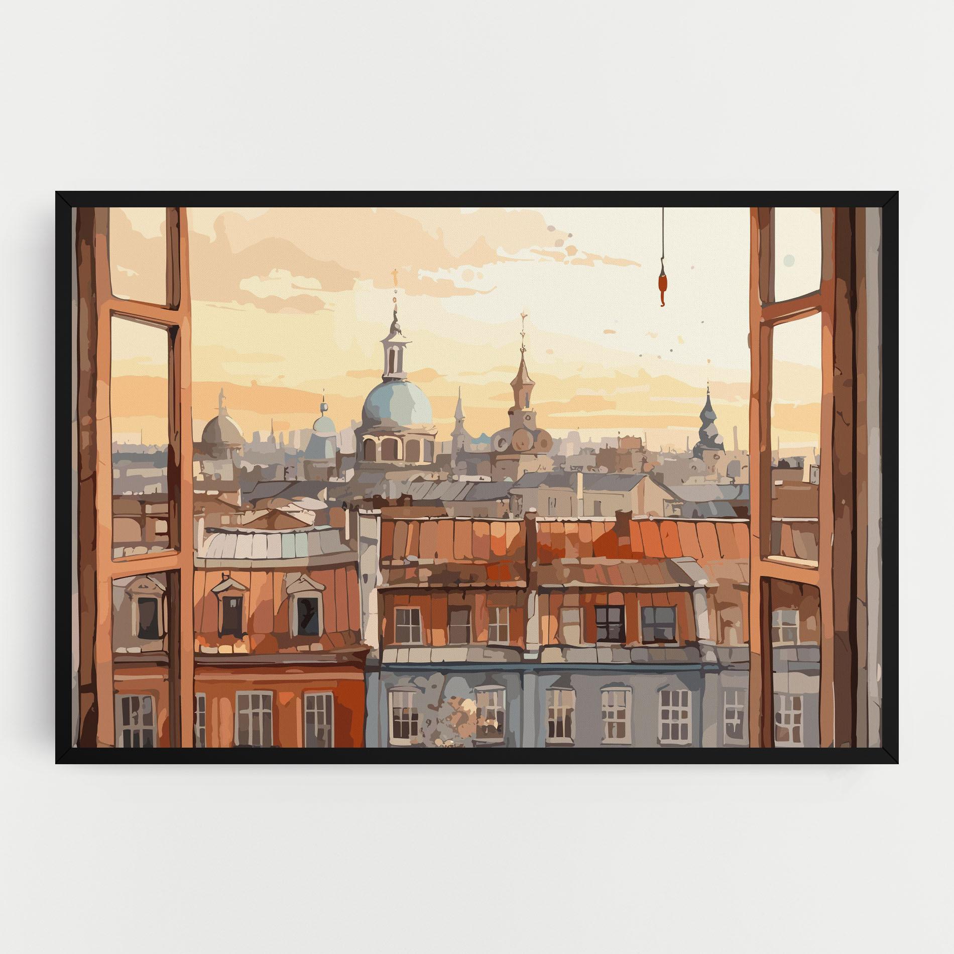 Картина на платно Window City View mockup 0
