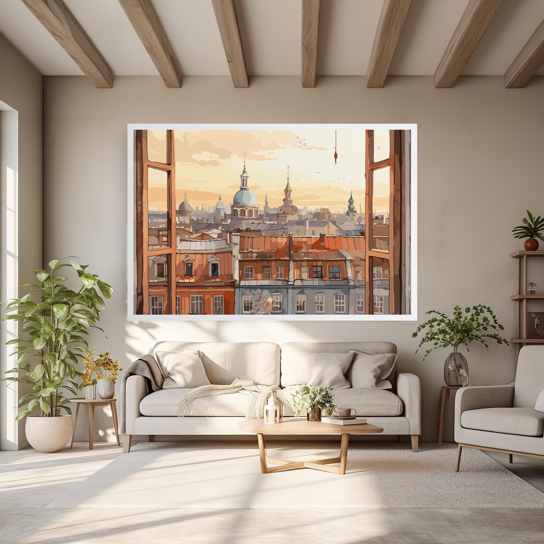 Картина на платно Window City View mockup 6