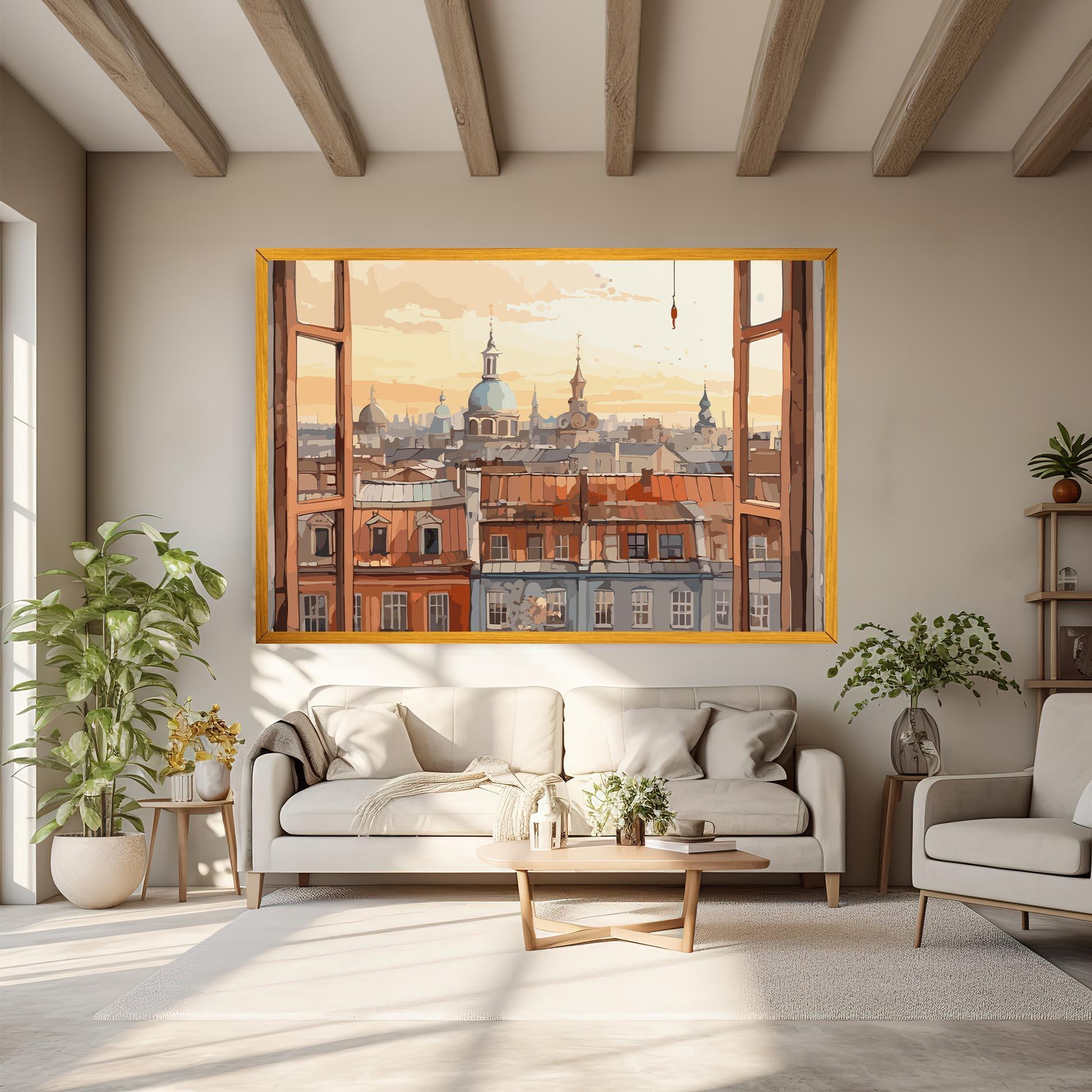 Картина на платно Window City View mockup 6