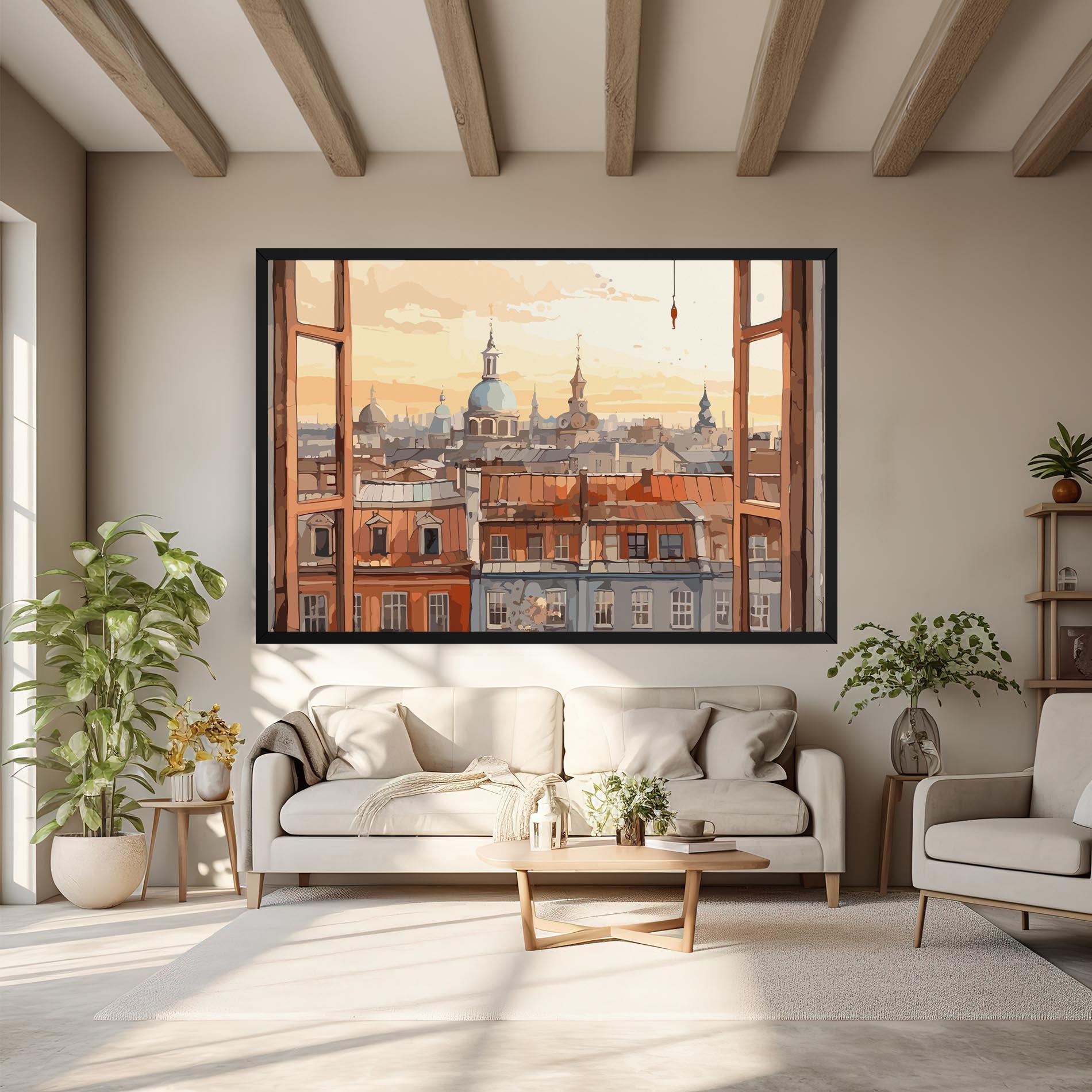 Картина на платно Window City View mockup 6