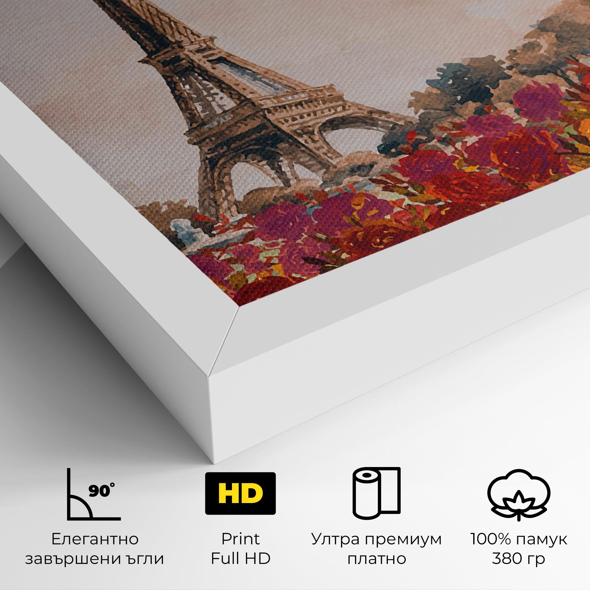 Картина на платно Eiffel Tower Roses mockup 4