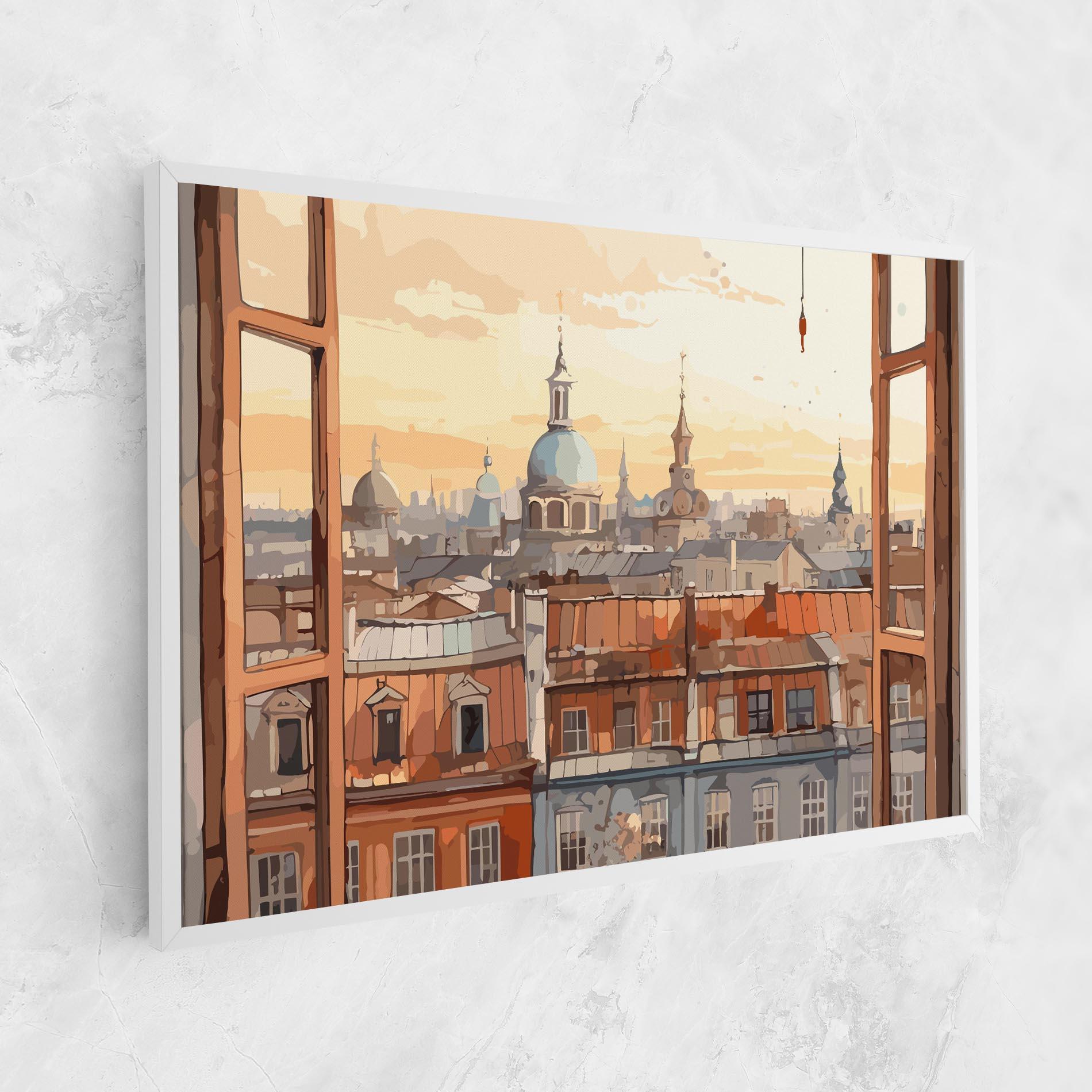 Картина на платно Window City View mockup 1