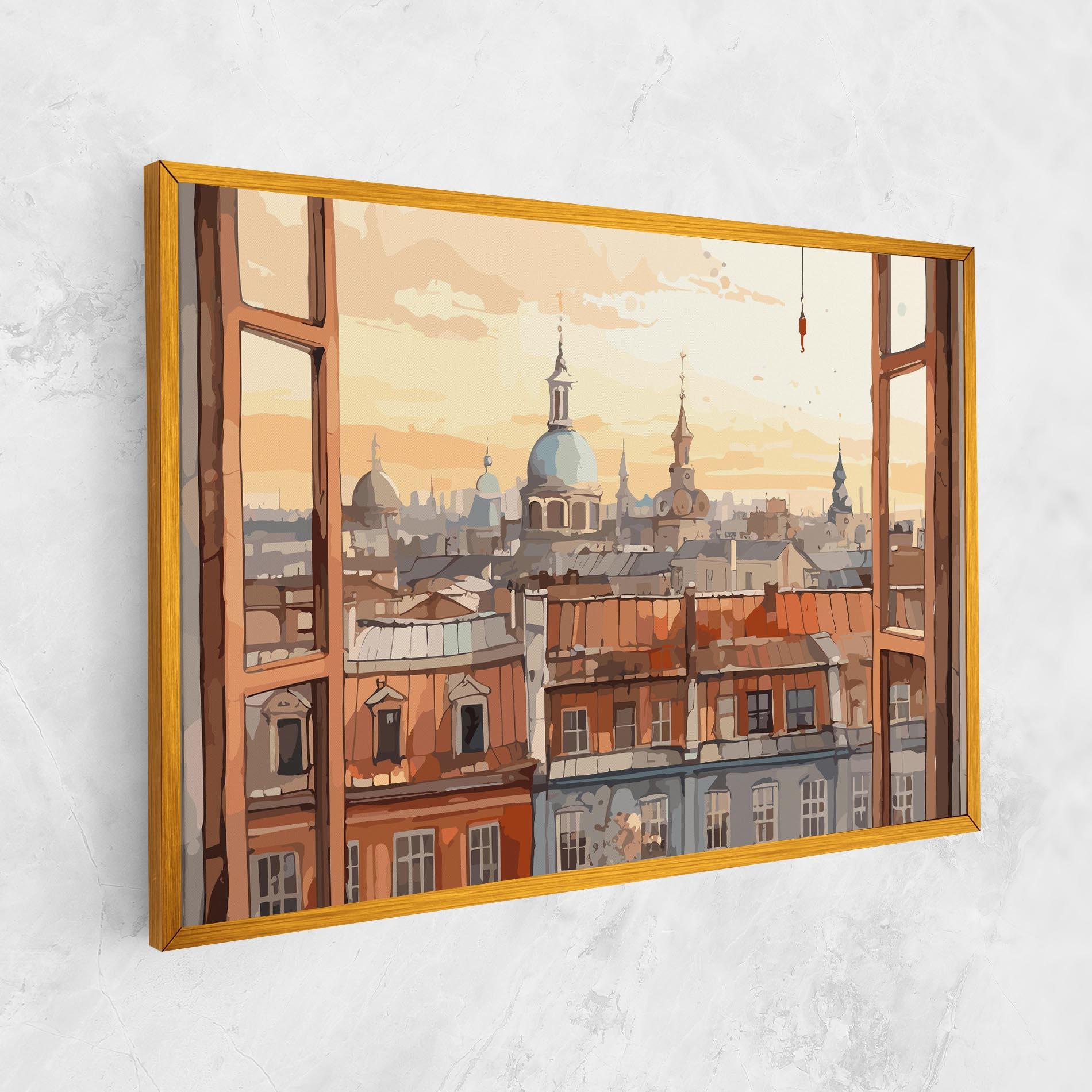 Картина на платно Window City View mockup 1