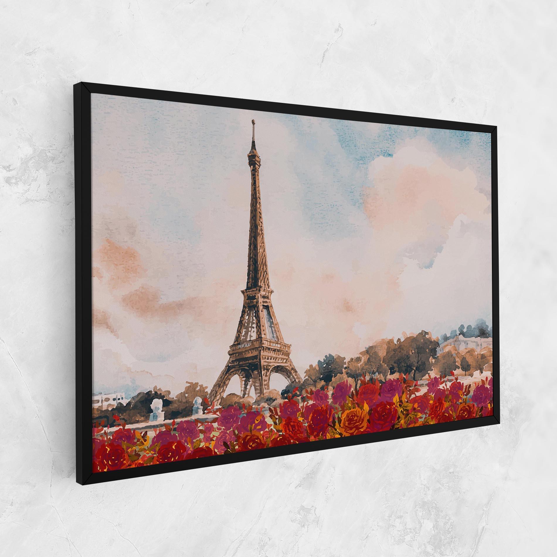 Картина на платно Eiffel Tower Roses mockup 1