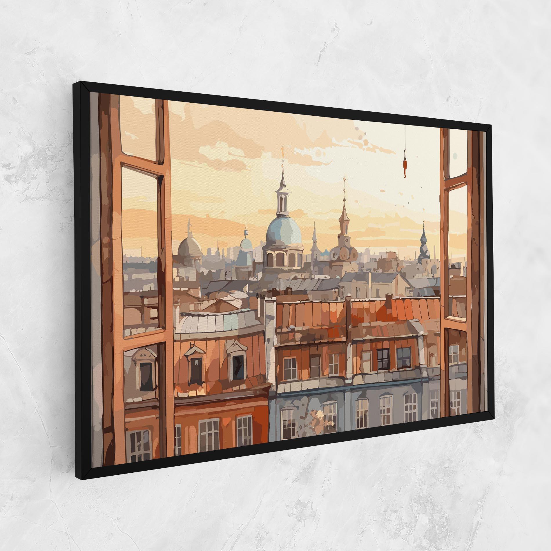 Картина на платно Window City View mockup 1
