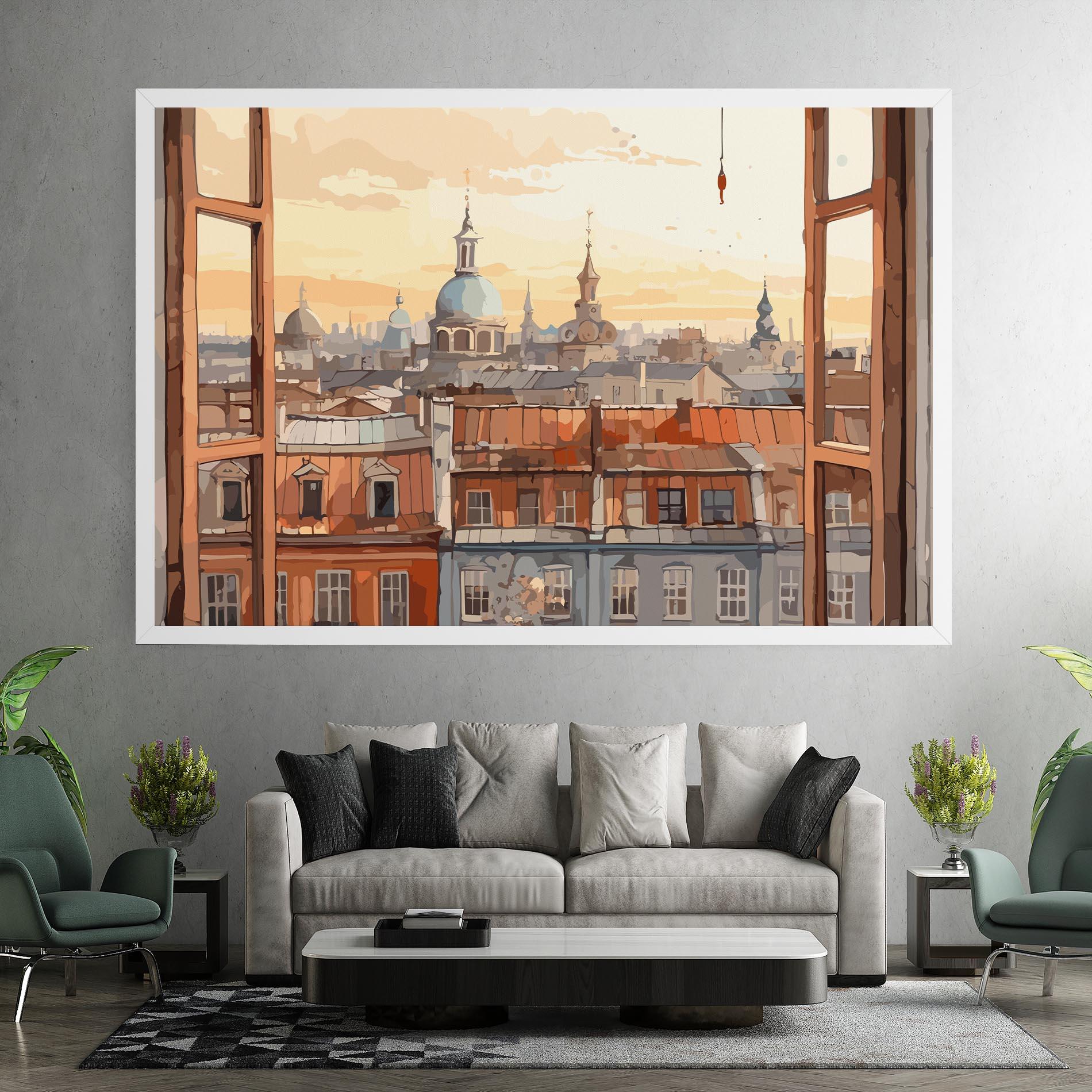 Картина на платно Window City View mockup 7