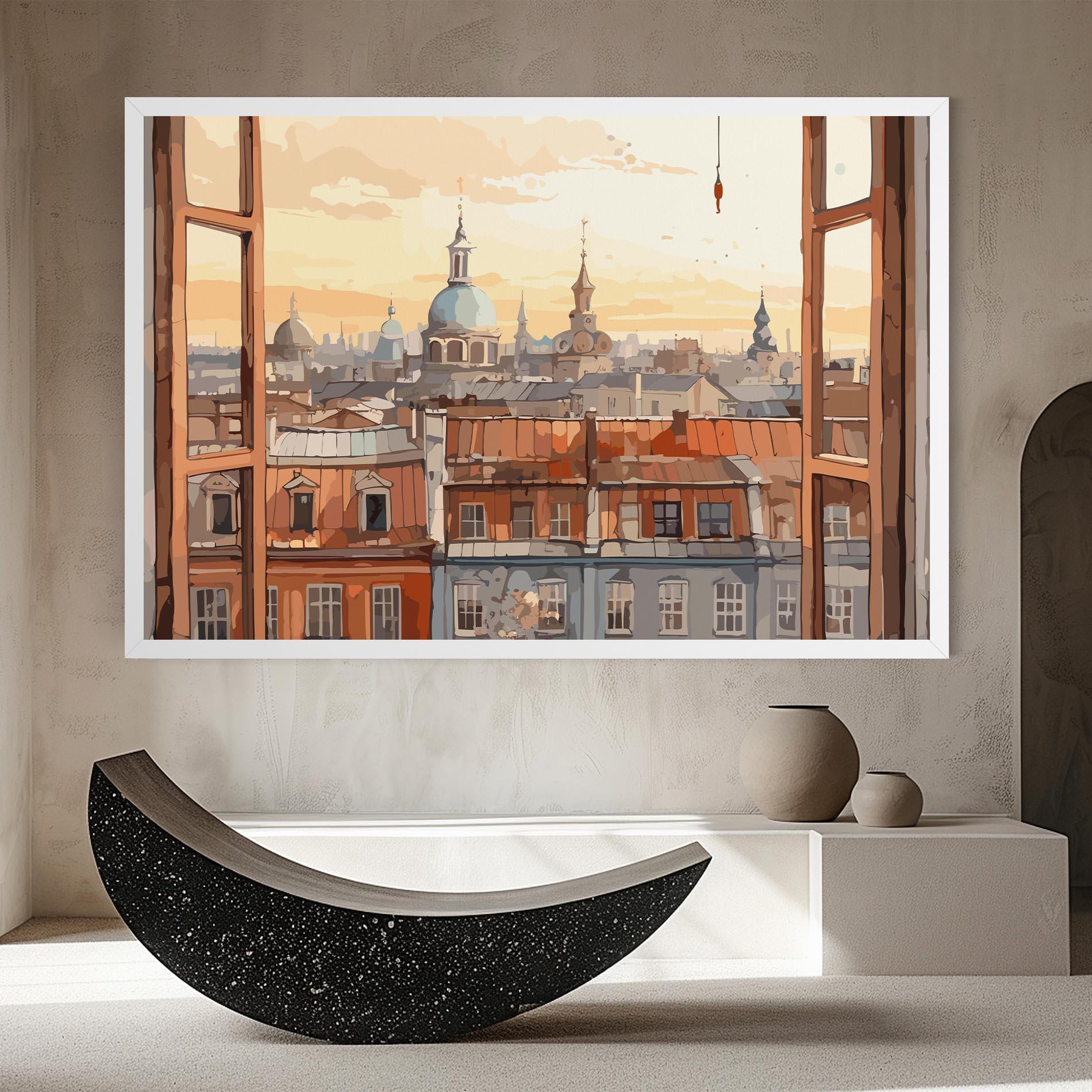 Картина на платно Window City View mockup 8