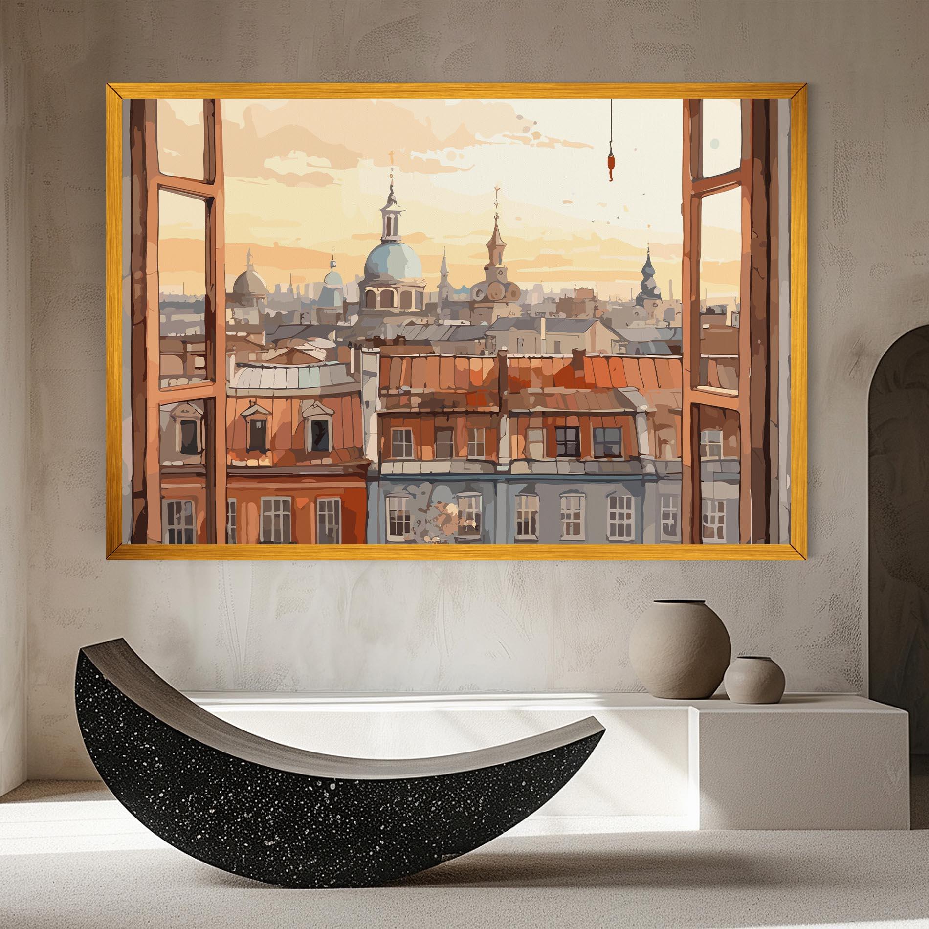 Картина на платно Window City View mockup 8