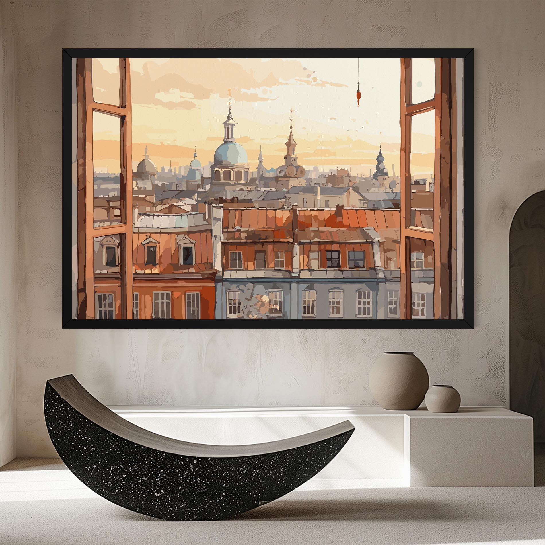 Картина на платно Window City View mockup 8