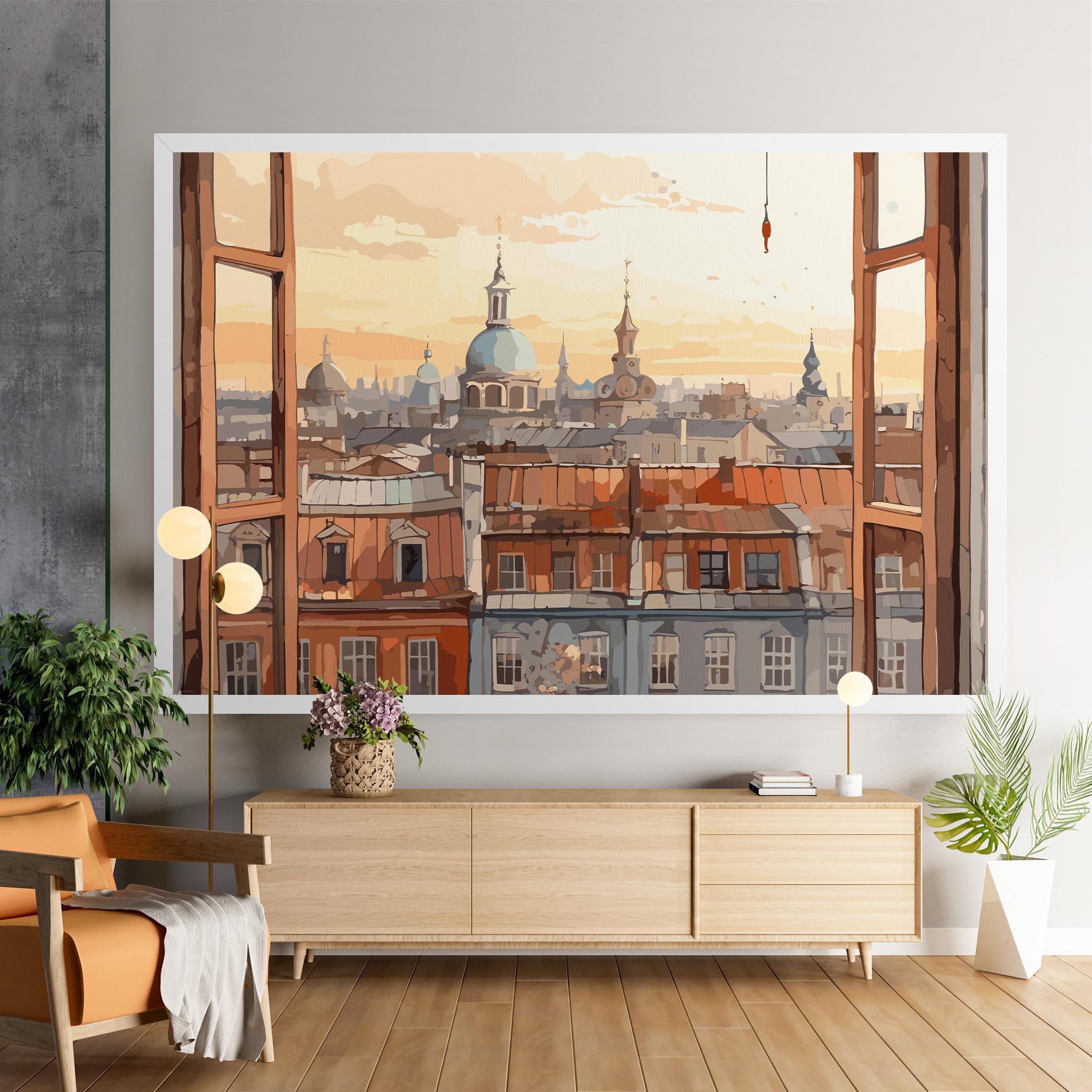 Картина на платно Window City View mockup 9