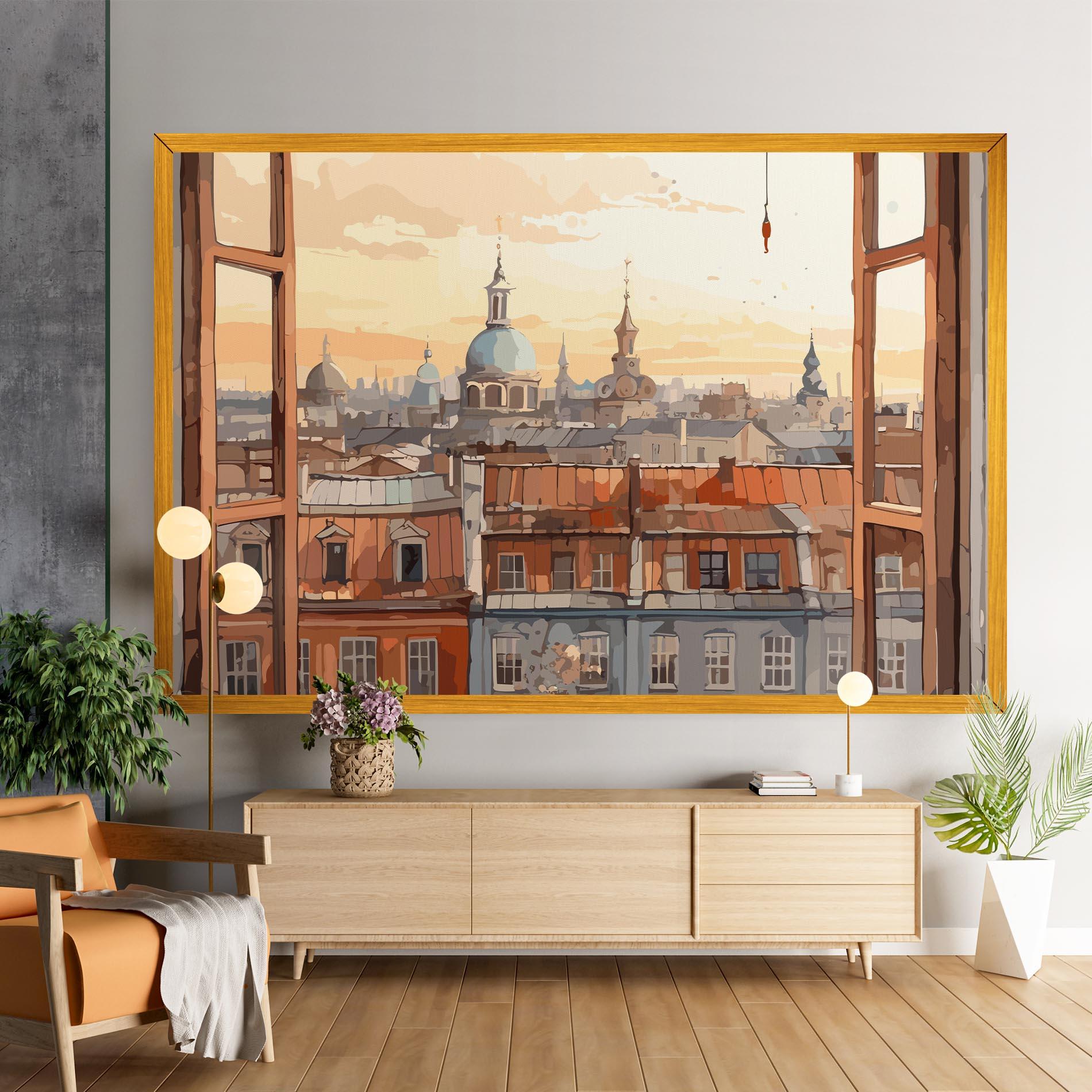 Картина на платно Window City View mockup 9