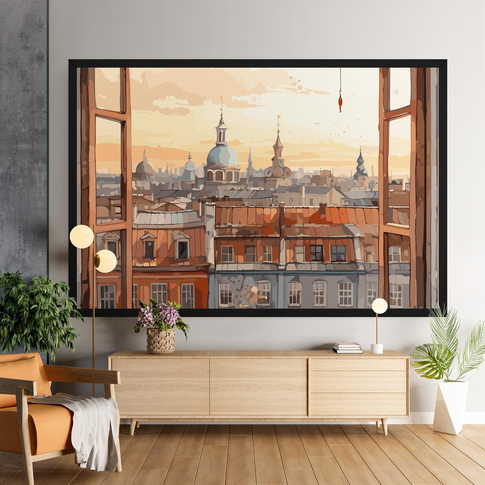 Картина на платно Window City View mockup 9