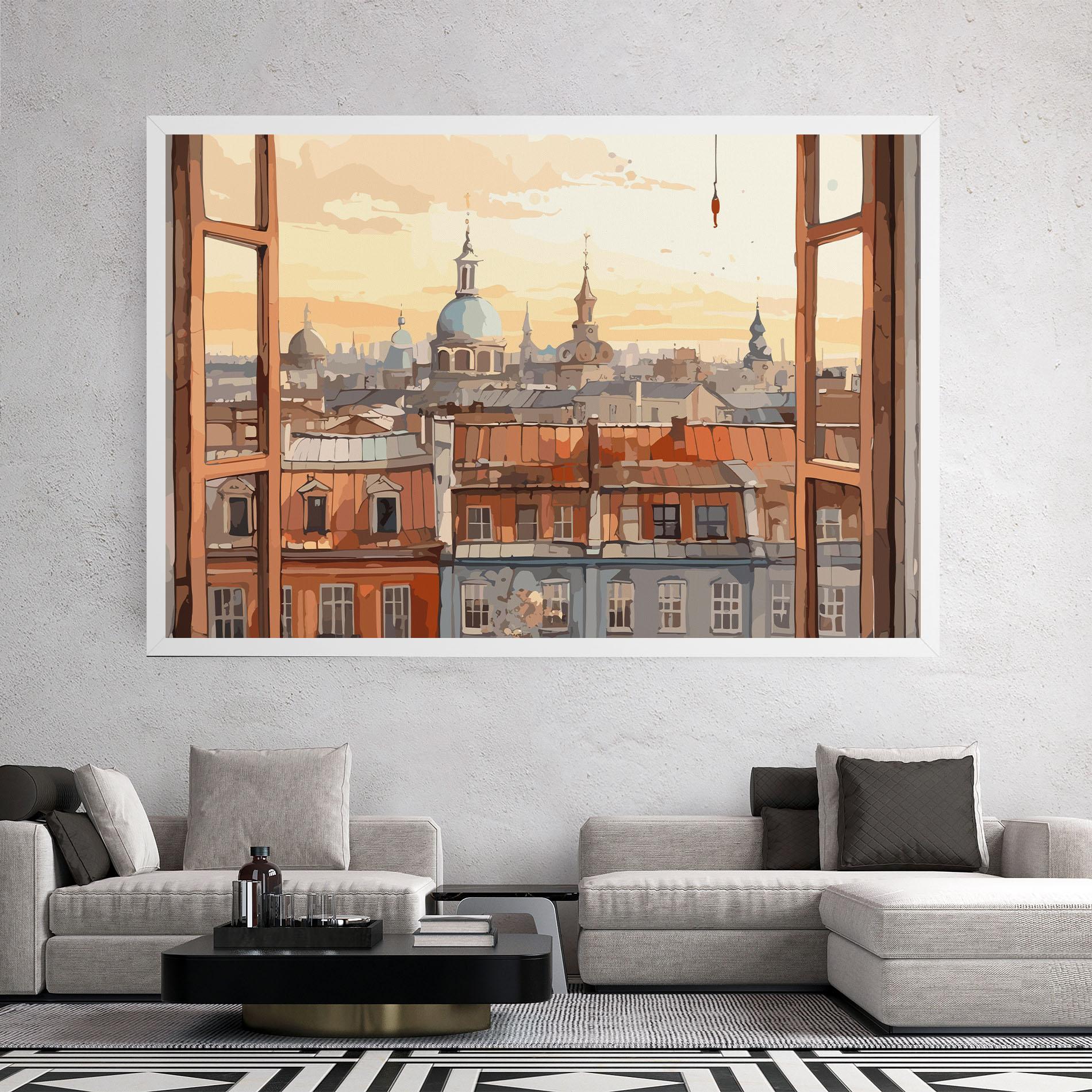 Картина на платно Window City View mockup 2