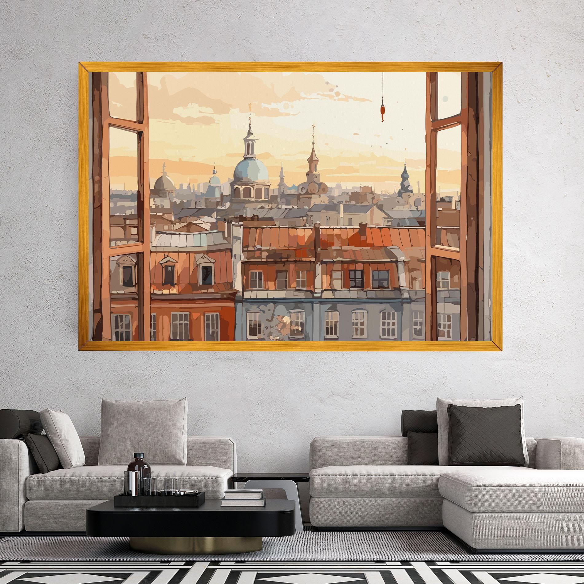 Картина на платно Window City View mockup 2