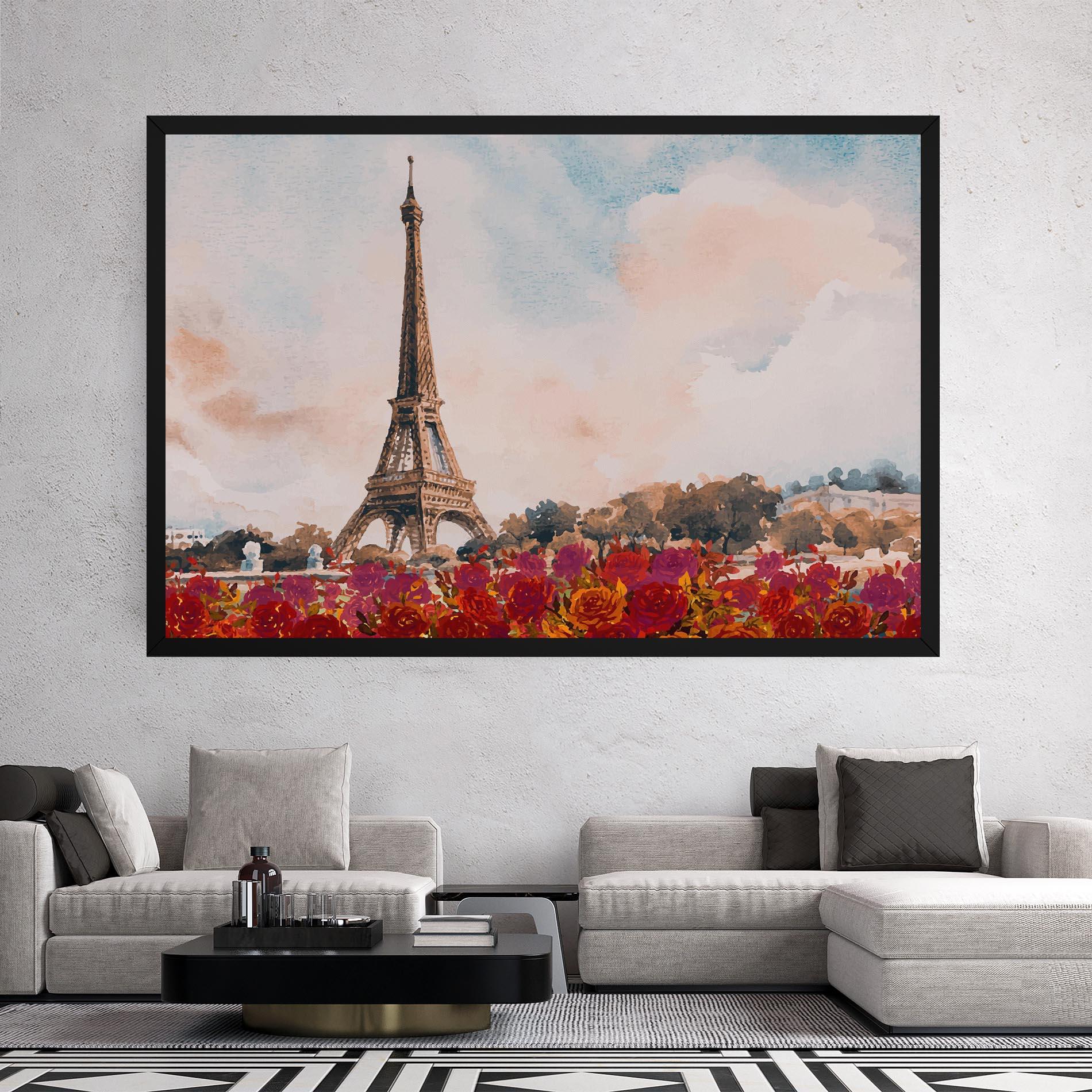 Картина на платно Eiffel Tower Roses mockup 2
