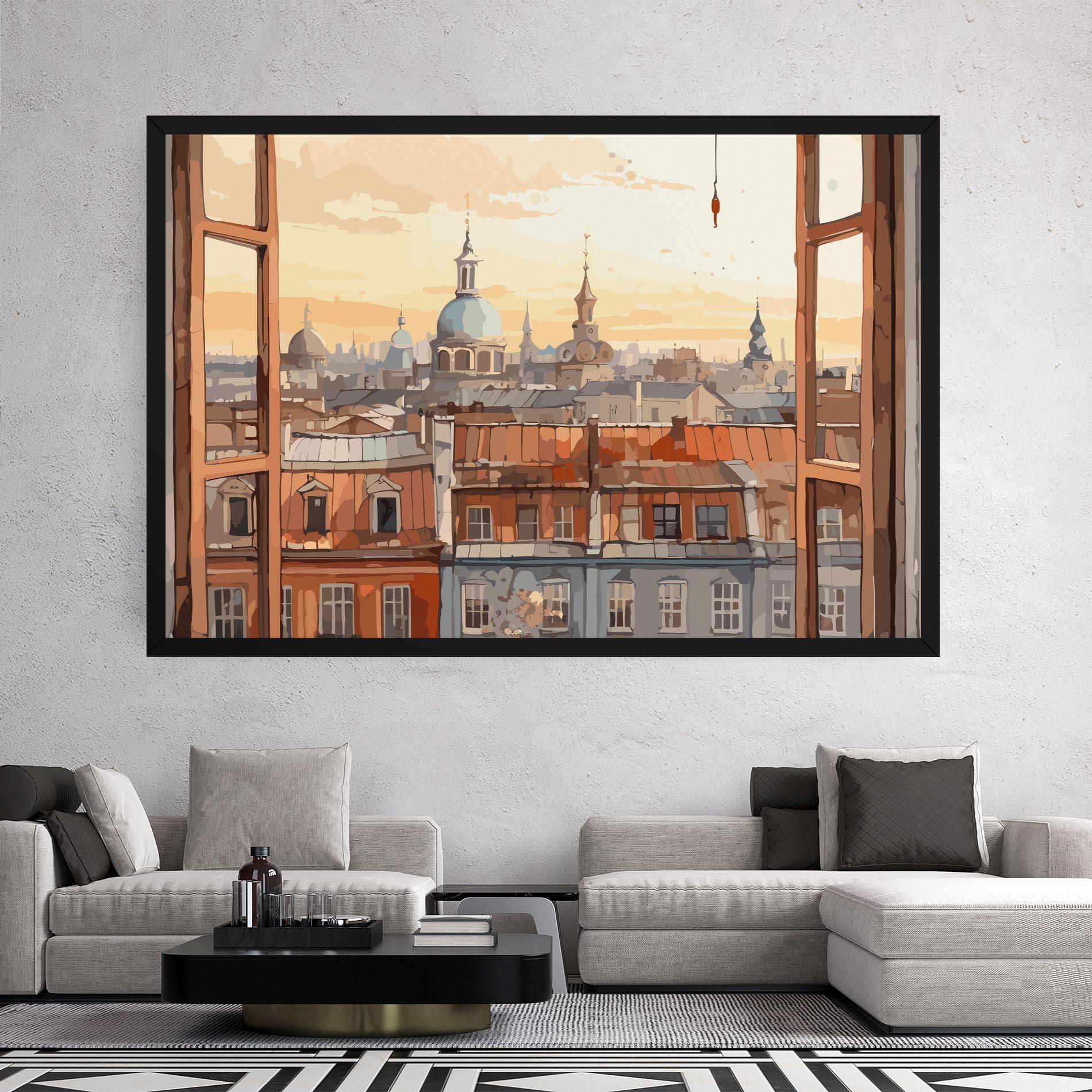 Картина на платно Window City View mockup 2