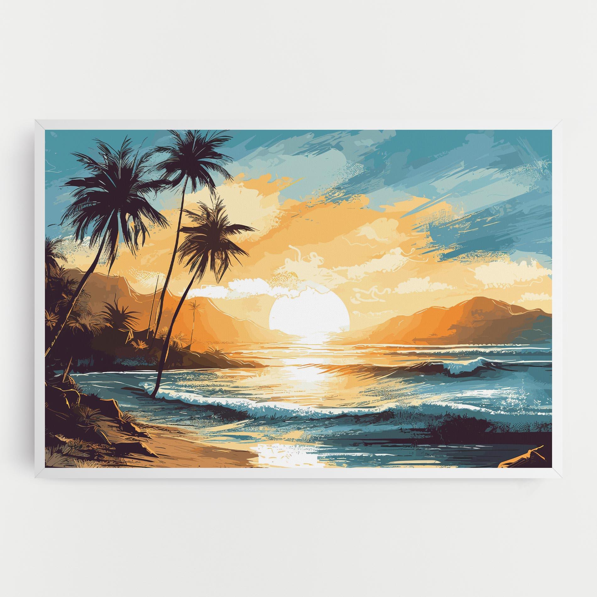 Картина на платно Yellow Blue Sunrise mockup 0
