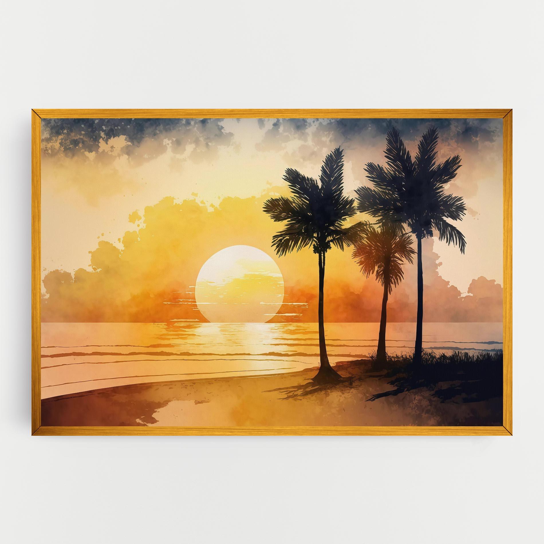 Картина на платно Palm Trees Sunset mockup 0