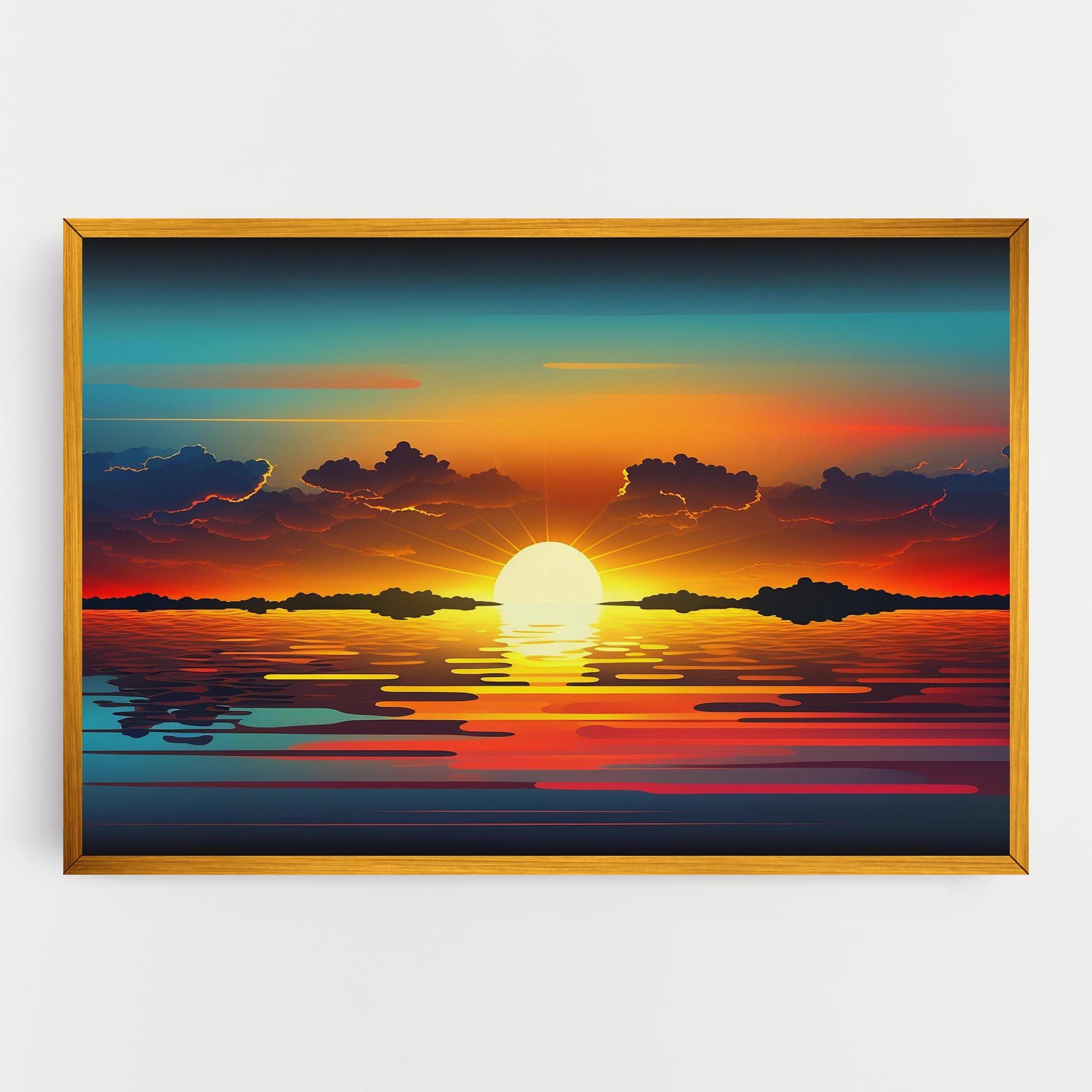 Картина на платно Yellow Sunset Illustration mockup 0