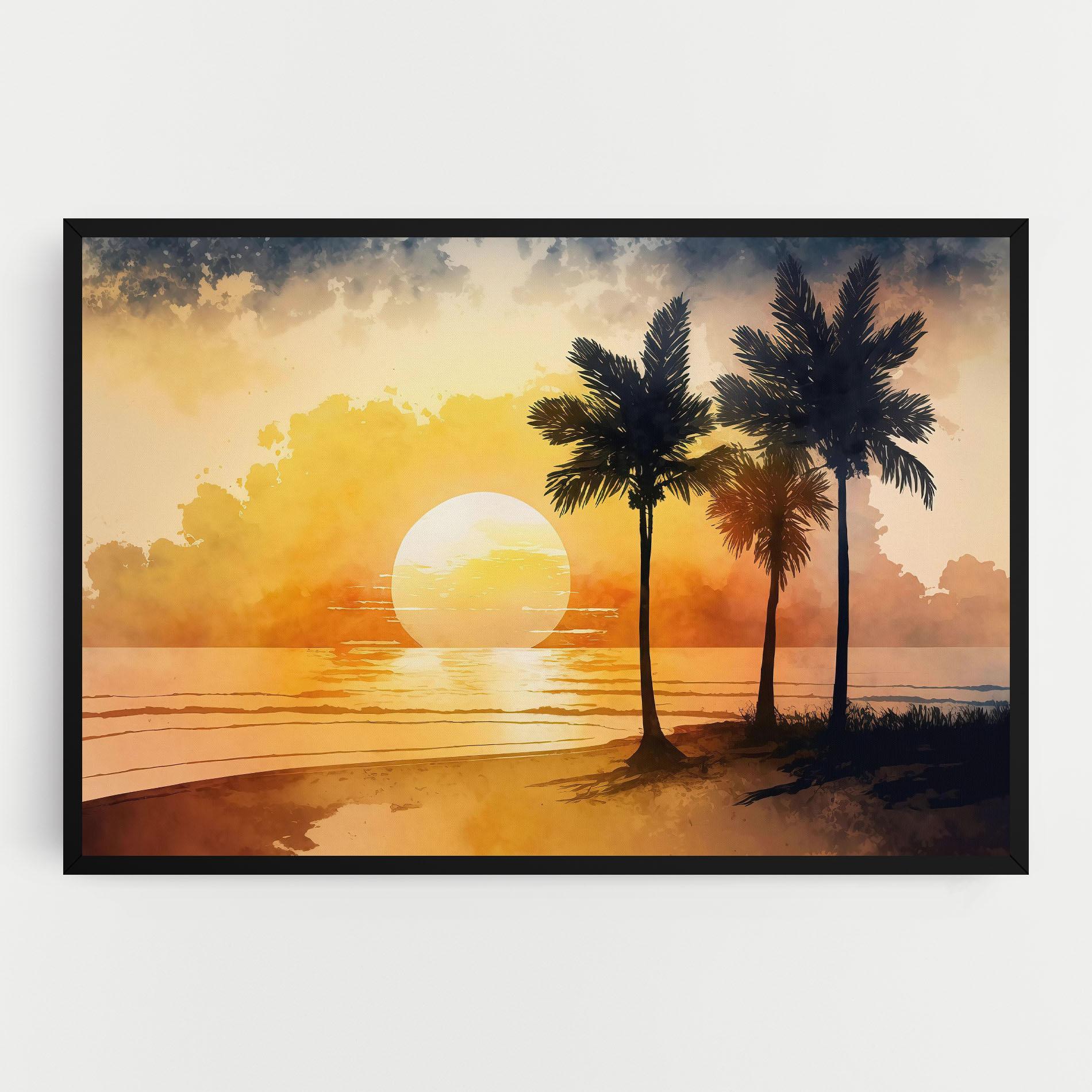 Картина на платно Palm Trees Sunset mockup 0
