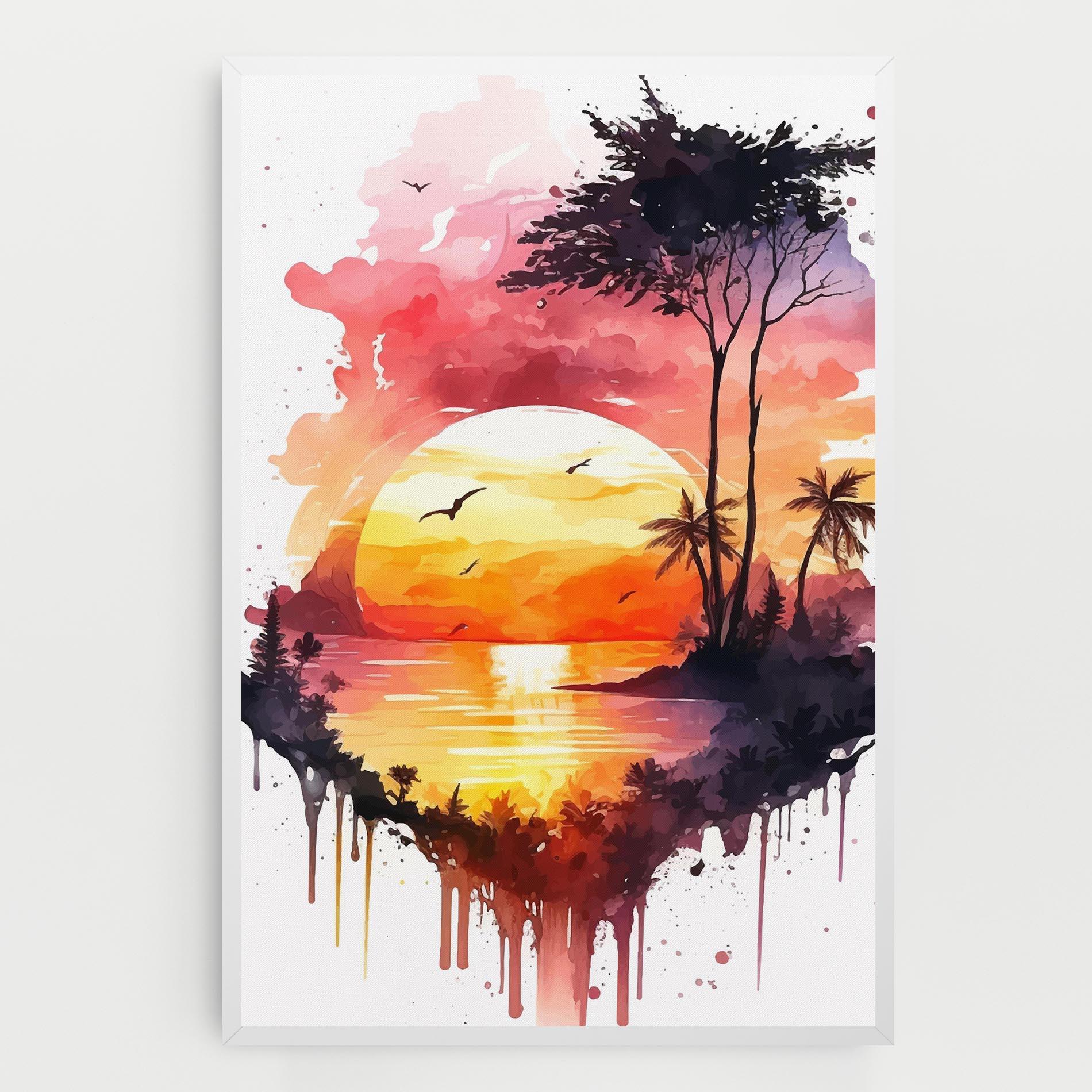 Картина на платно Purple Sunset Art mockup 0