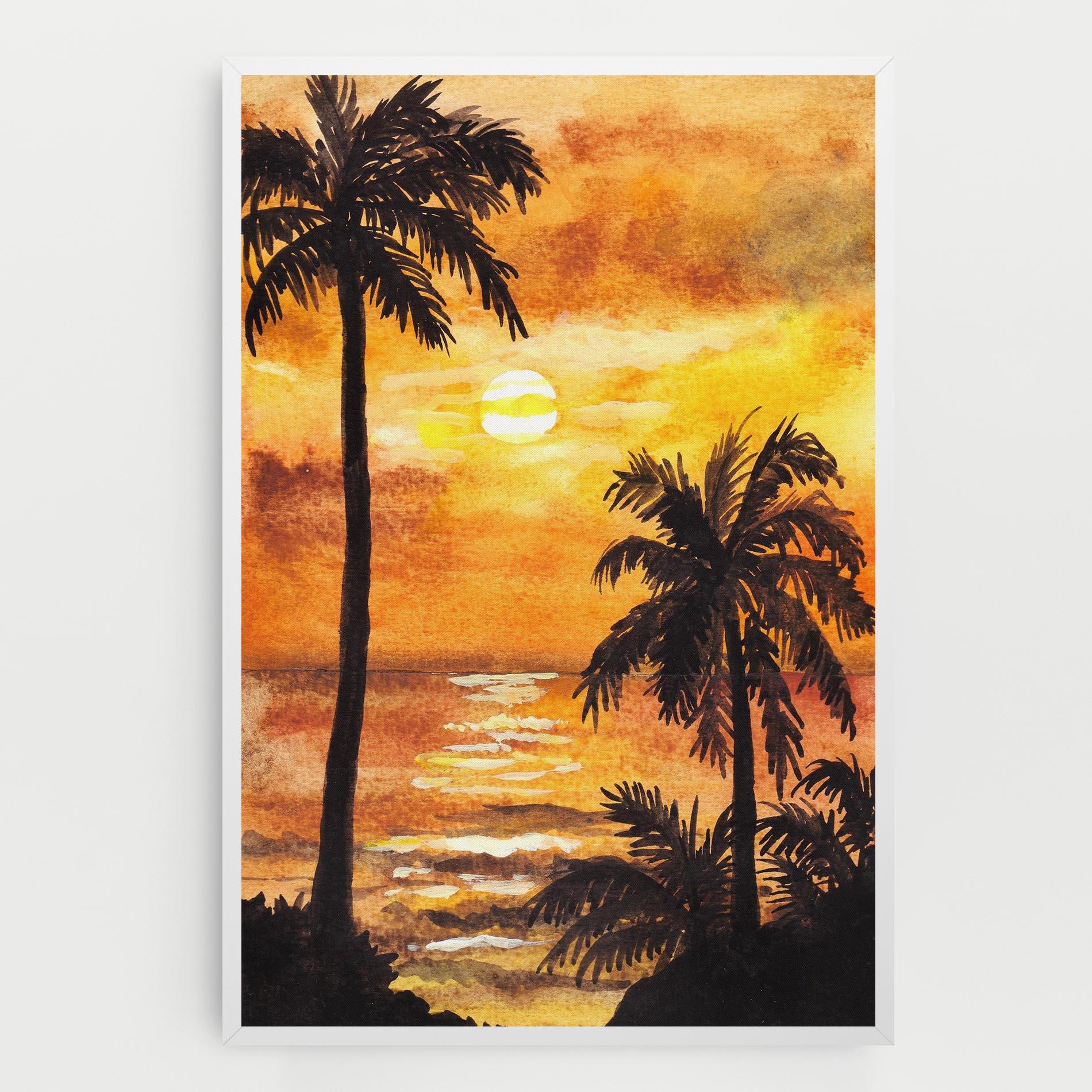 Картина на платно Watercolor Painting Sunrise mockup 0