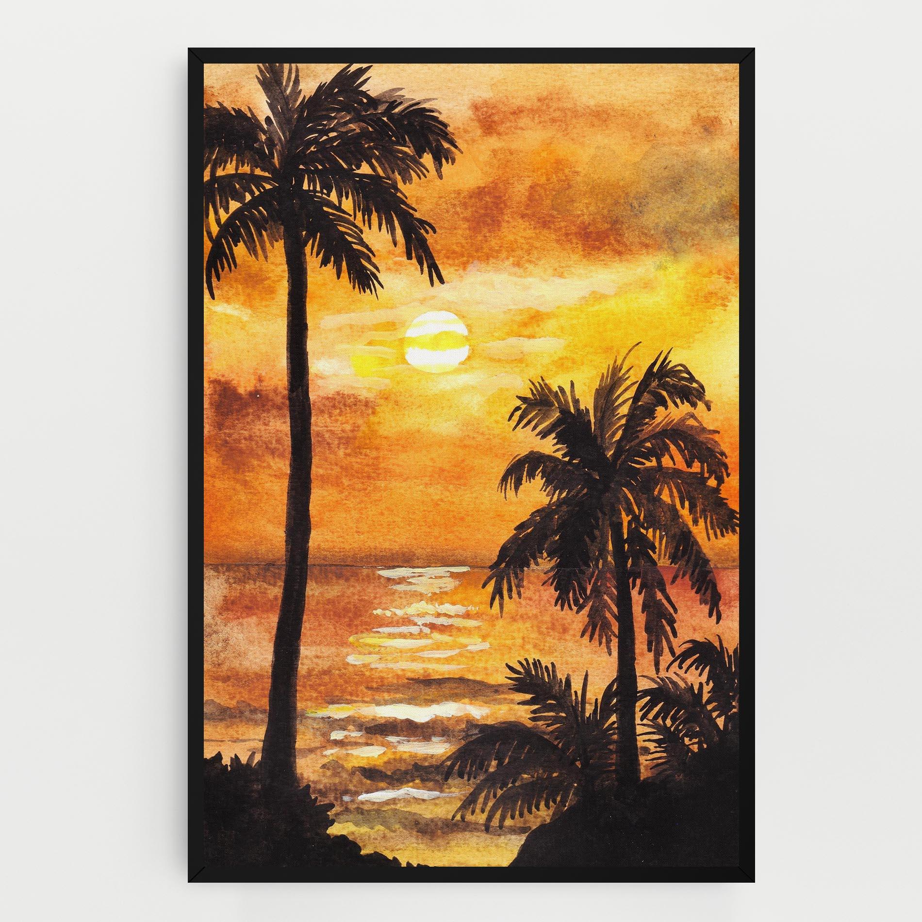 Картина на платно Watercolor Painting Sunrise mockup 0