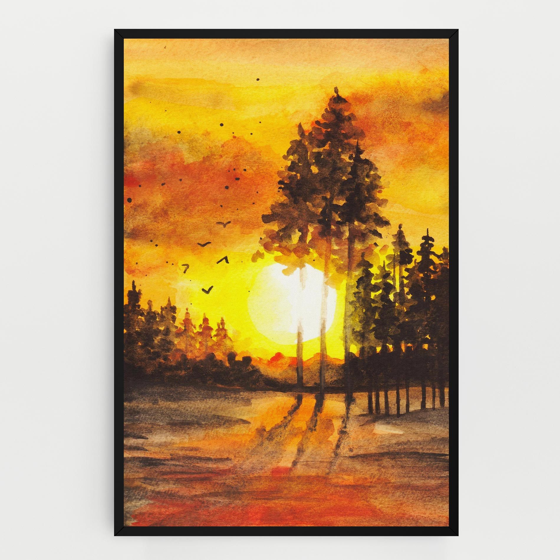 Watercolor Sunset Painting mockup 0