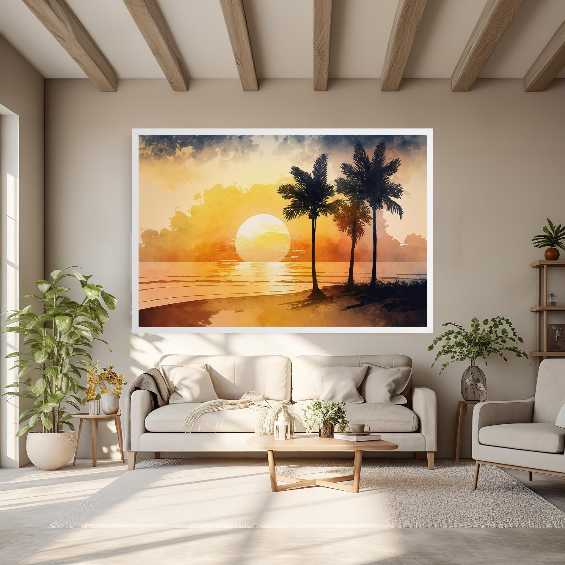Картина на платно Palm Trees Sunset mockup 6