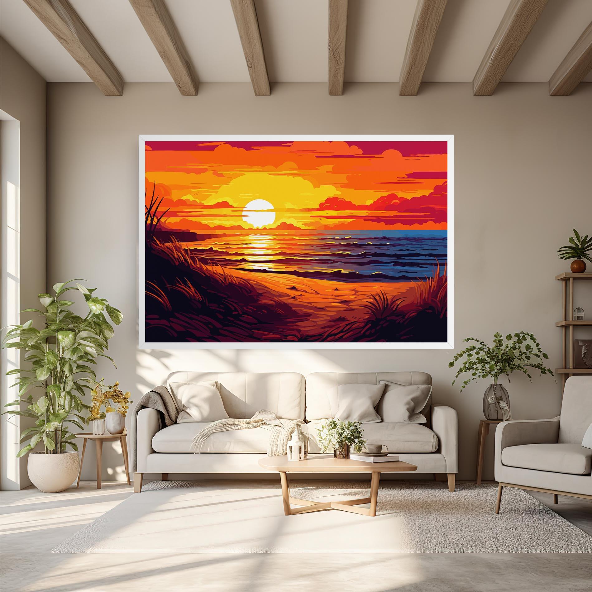 Картина на платно Strong Orange Sunset mockup 6