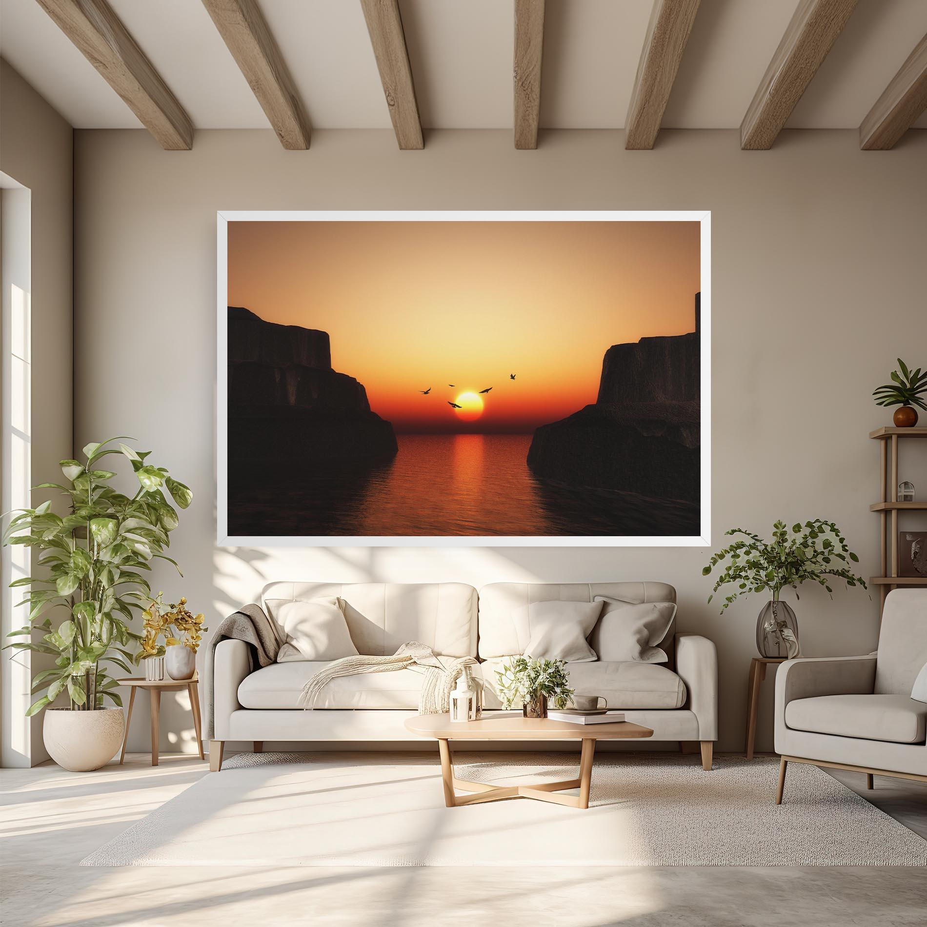 Картина на платно Sunset Silhouette Birds mockup 6